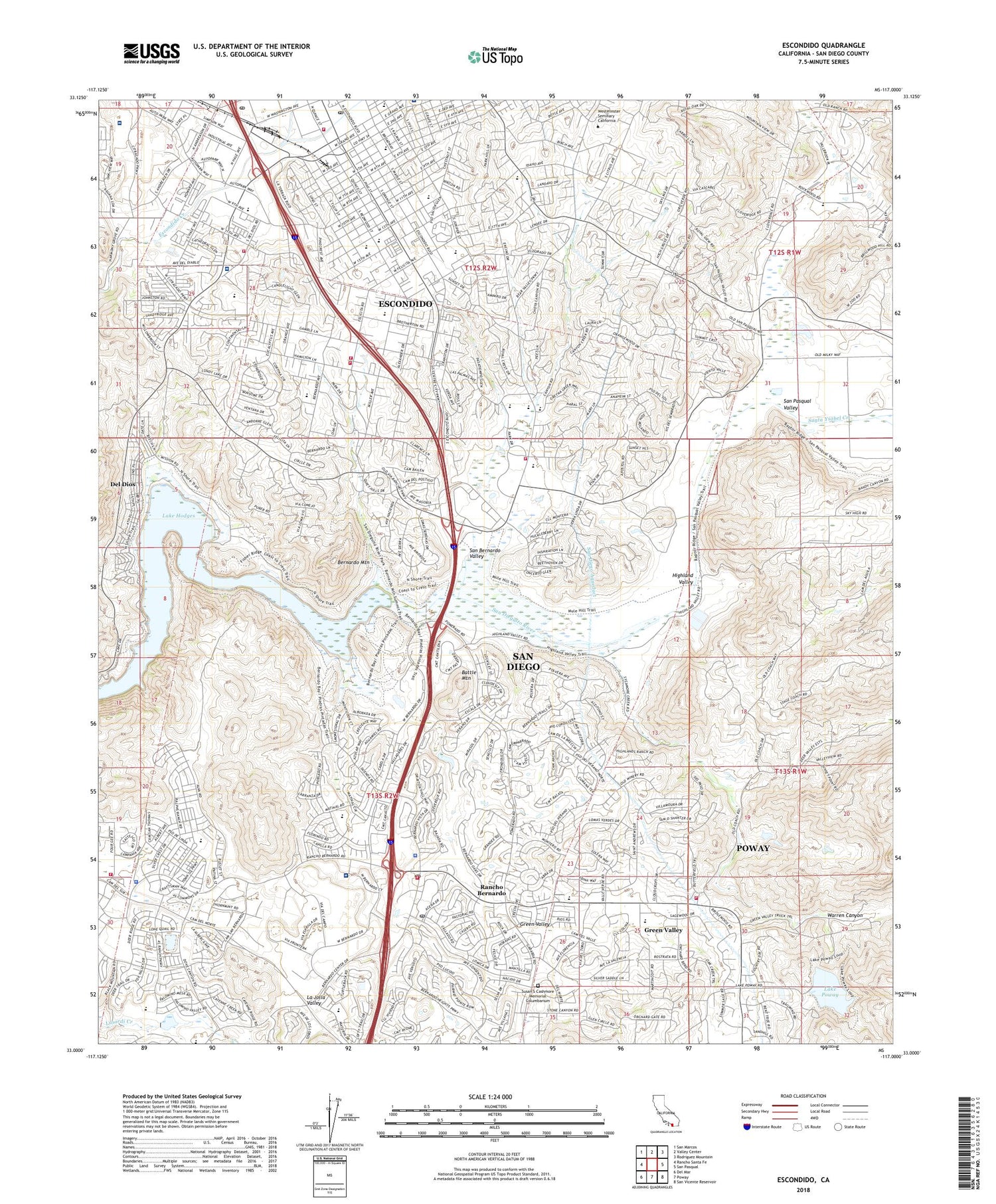 Escondido California US Topo Map Image