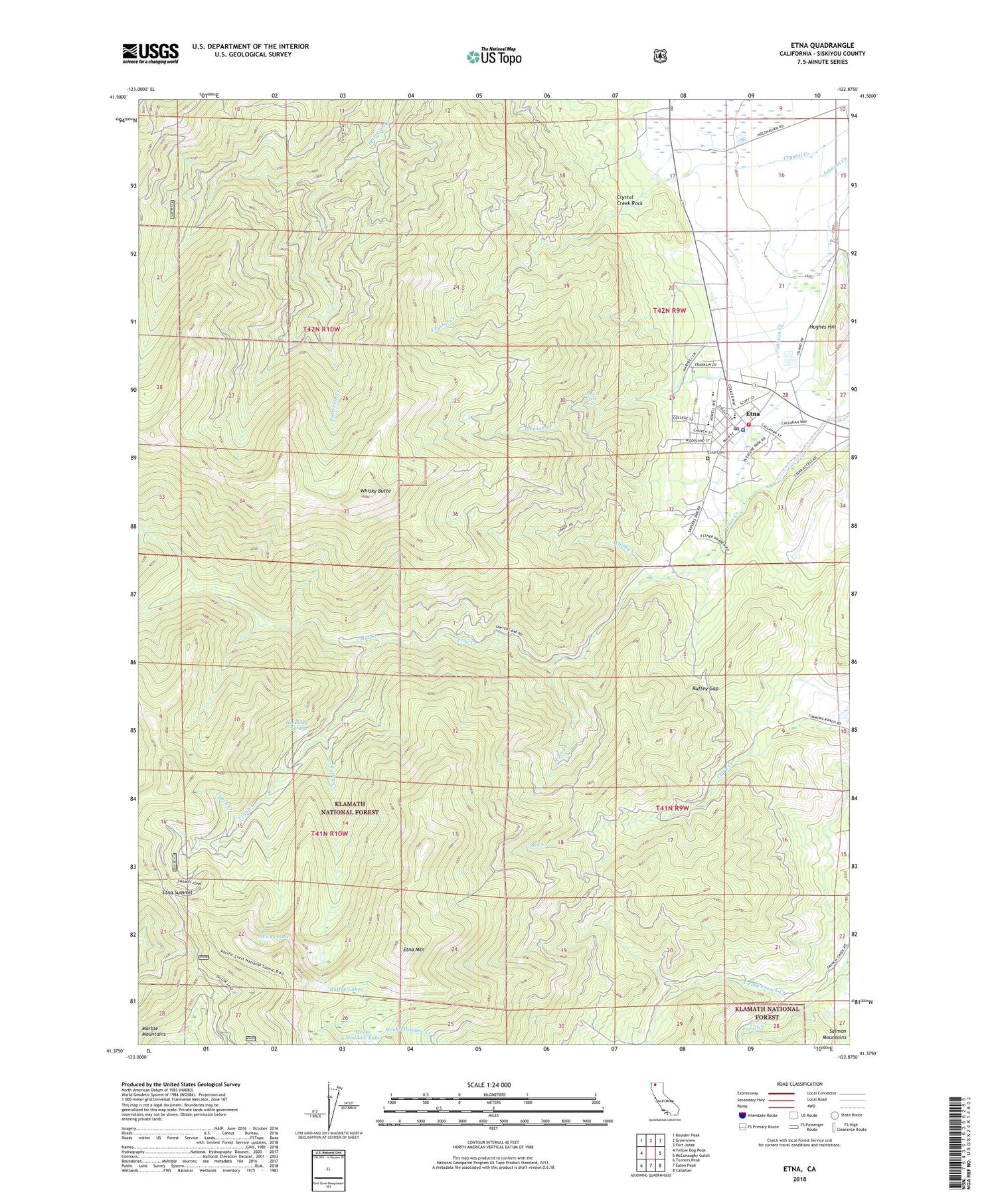 Etna California US Topo Map Image