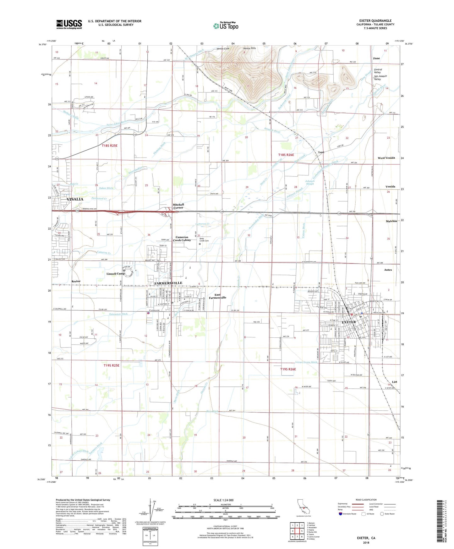 Exeter California US Topo Map Image