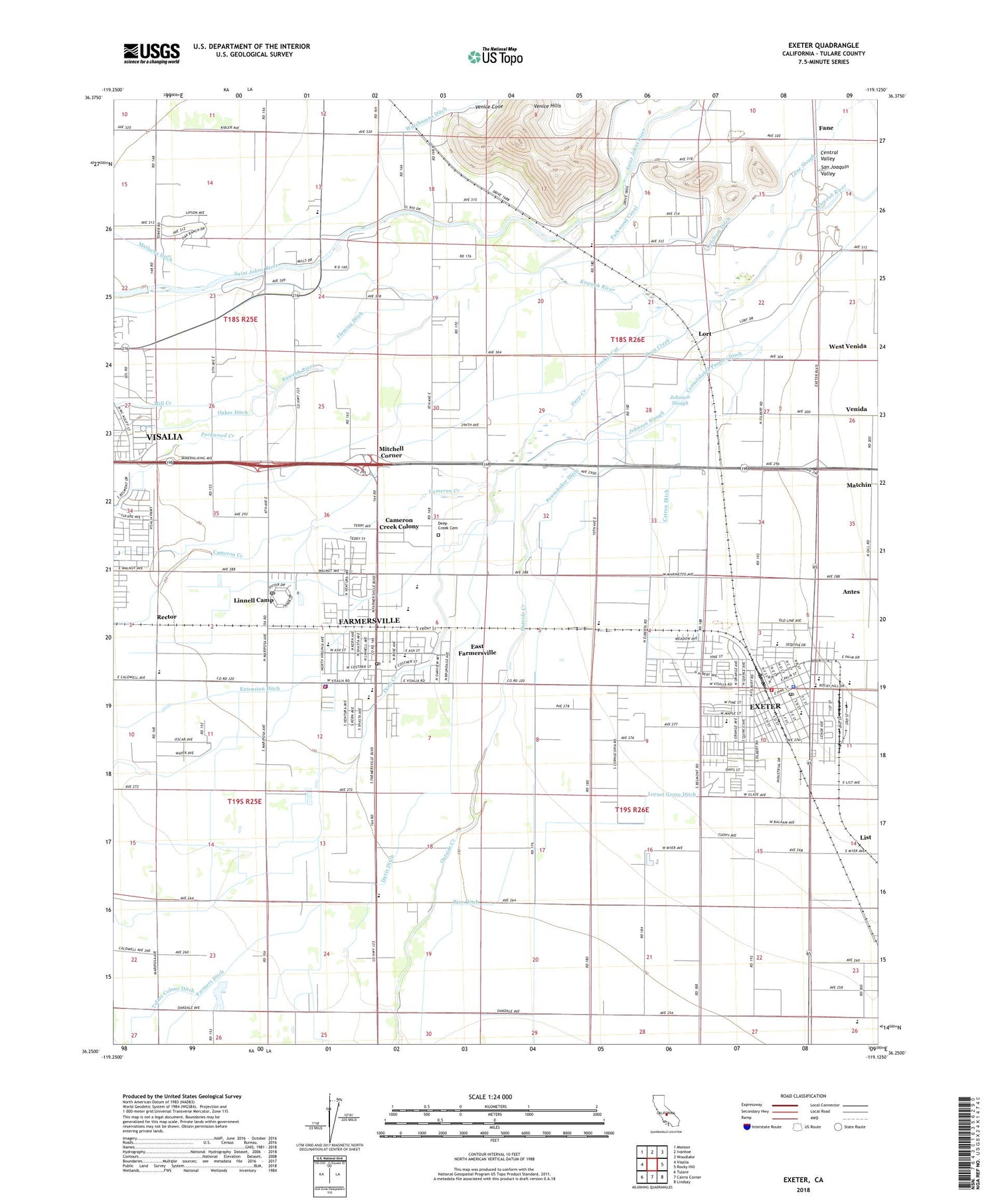 Exeter California US Topo Map Image