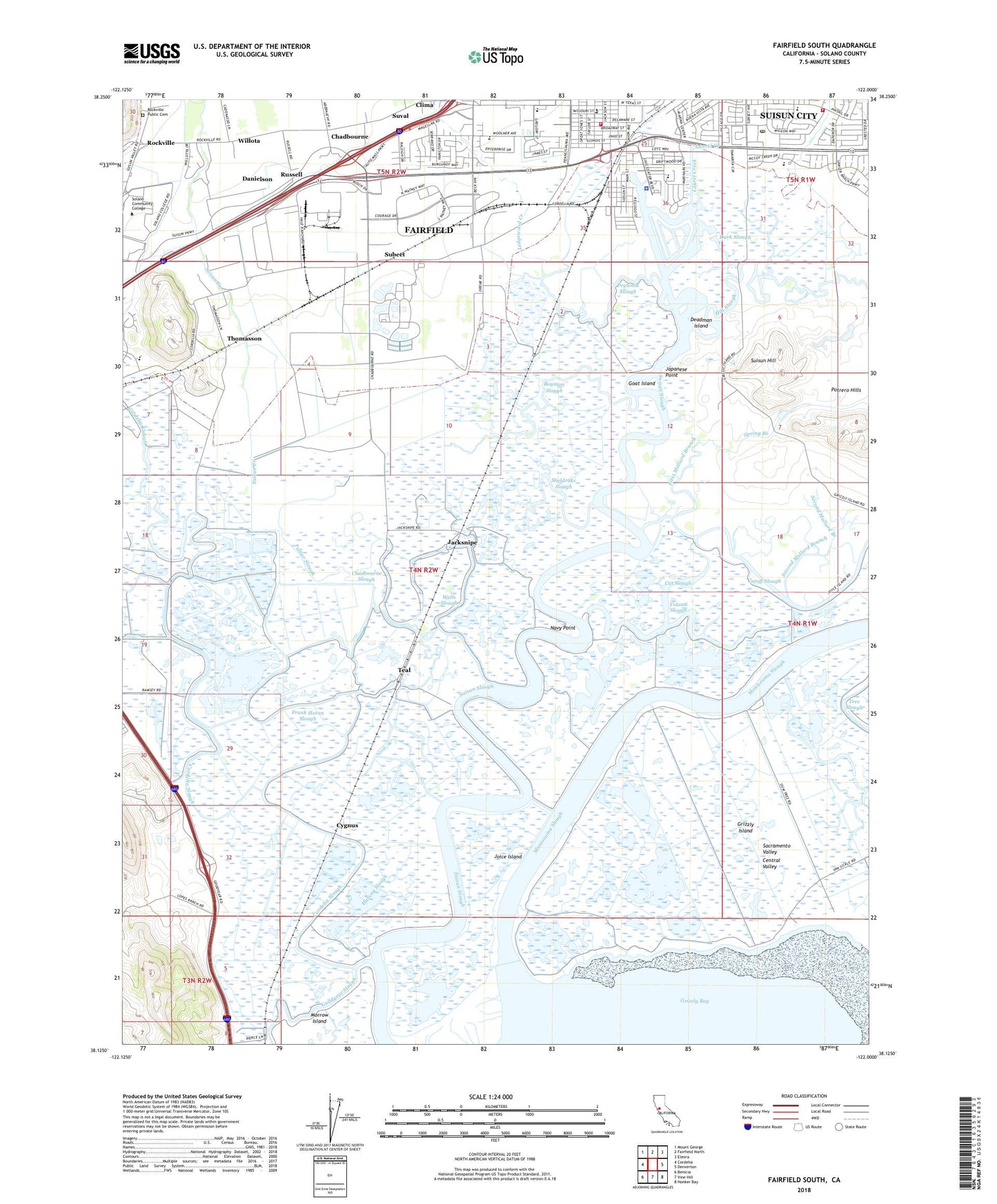 Fairfield South California US Topo Map Image