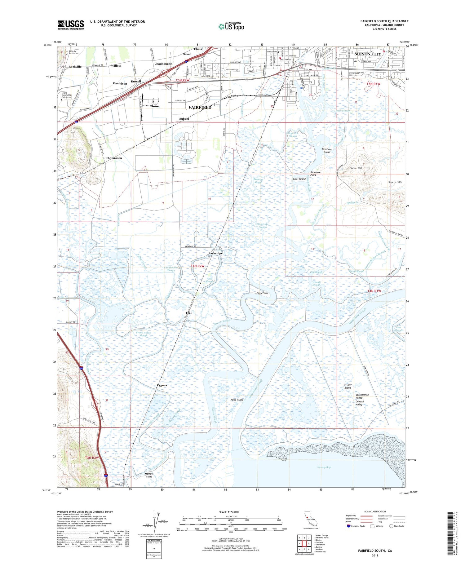 Fairfield South California US Topo Map Image