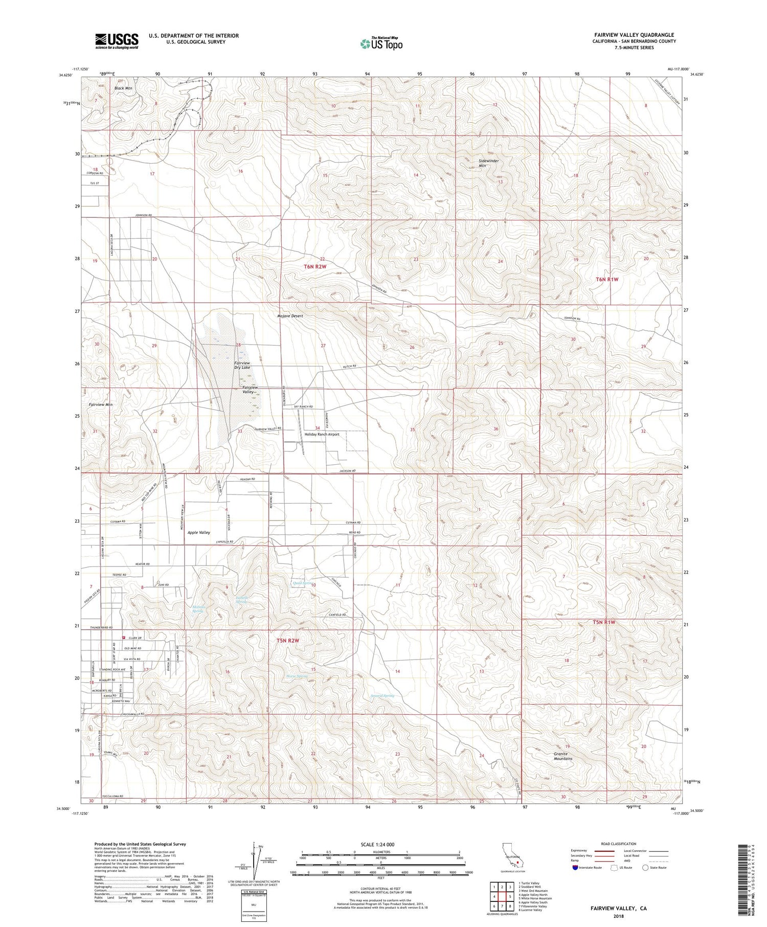 Fairview Valley California US Topo Map Image