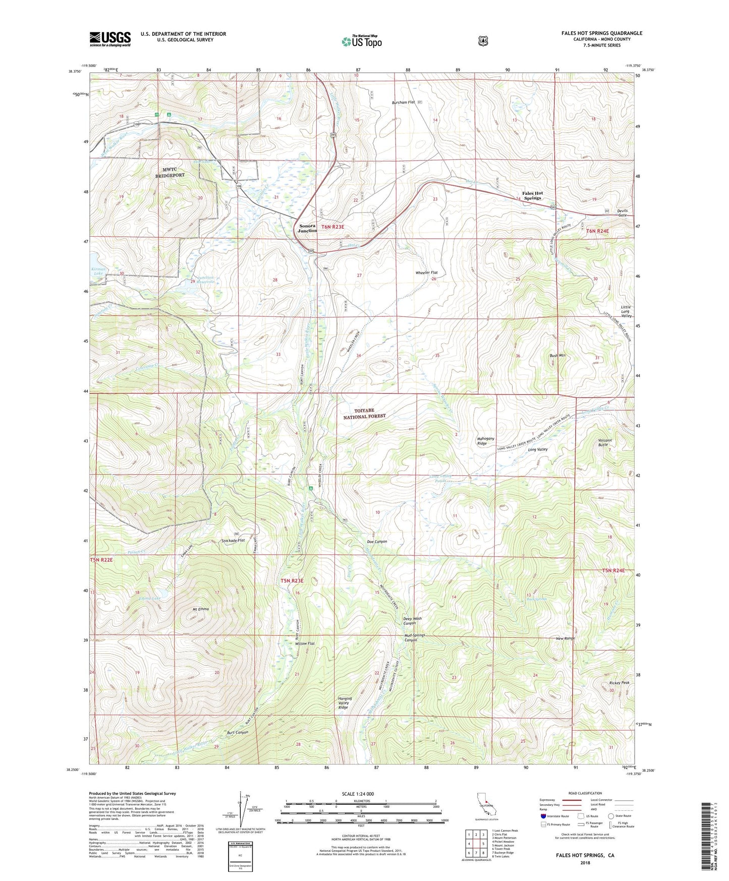 Fales Hot Springs California US Topo Map Image