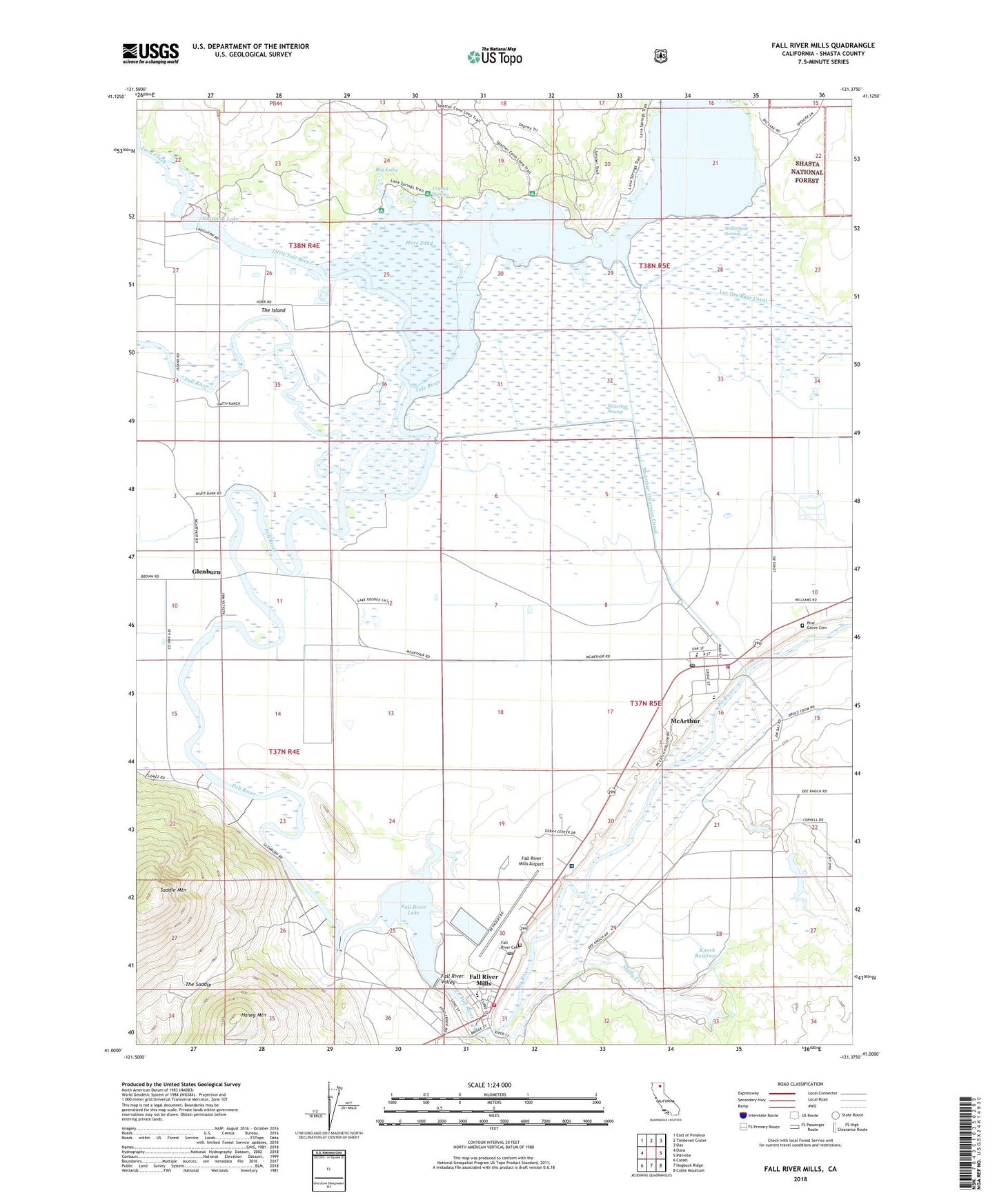Fall River Mills California US Topo Map Image
