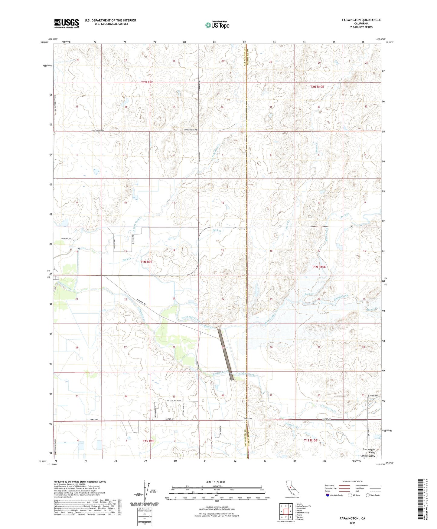 Farmington California US Topo Map Image