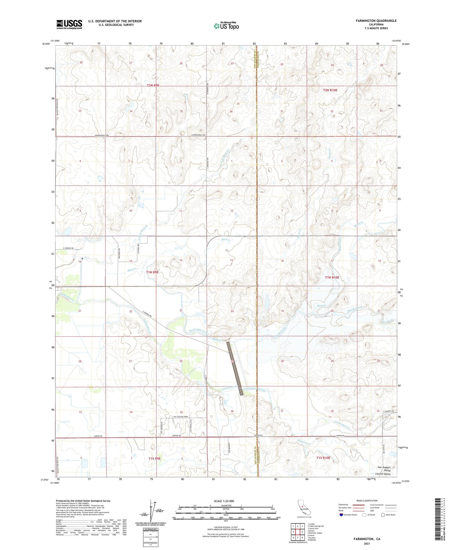 Farmington California US Topo Map Image