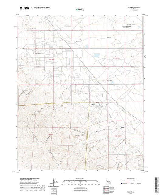 Fellows California US Topo Map Image