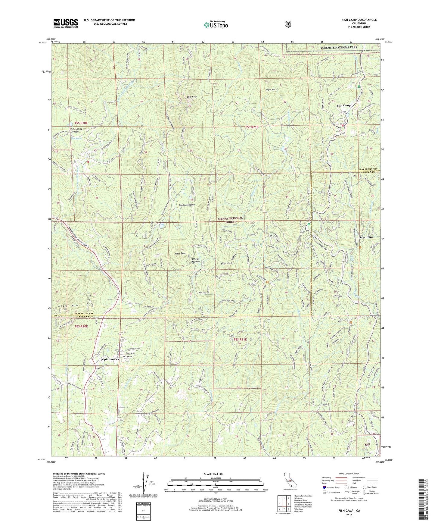 Fish Camp California US Topo Map Image