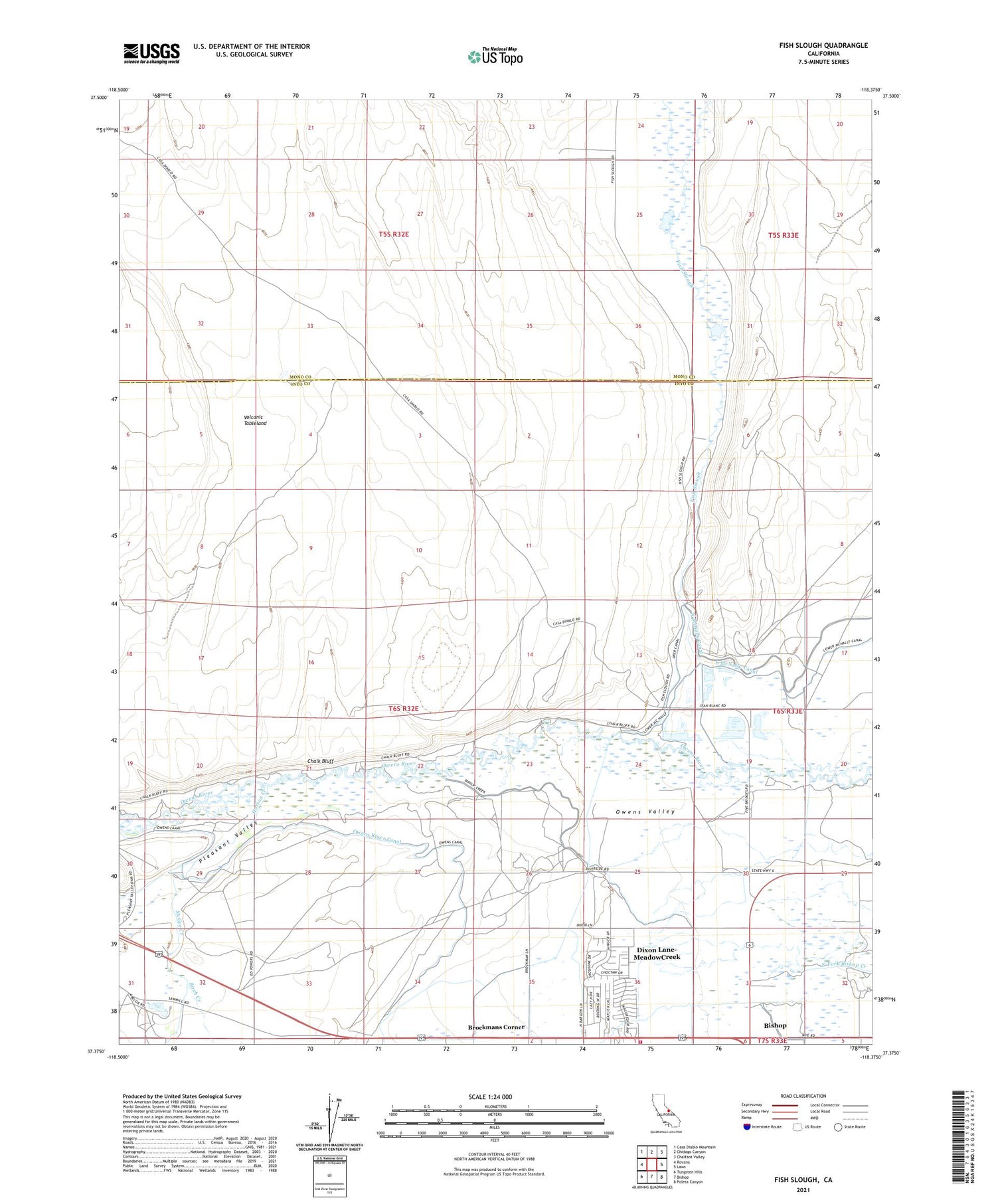 Fish Slough California US Topo Map Image