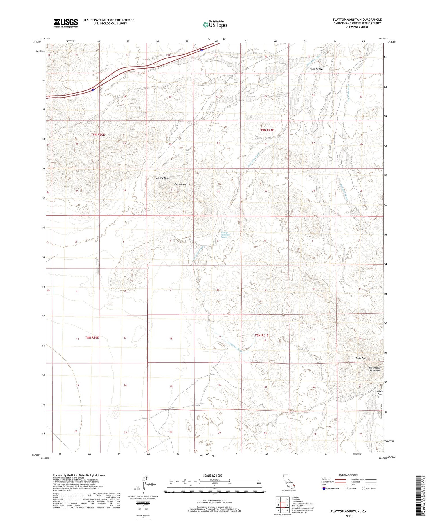 Flattop Mountain California US Topo Map Image