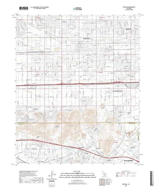 Fontana California US Topo Map Image