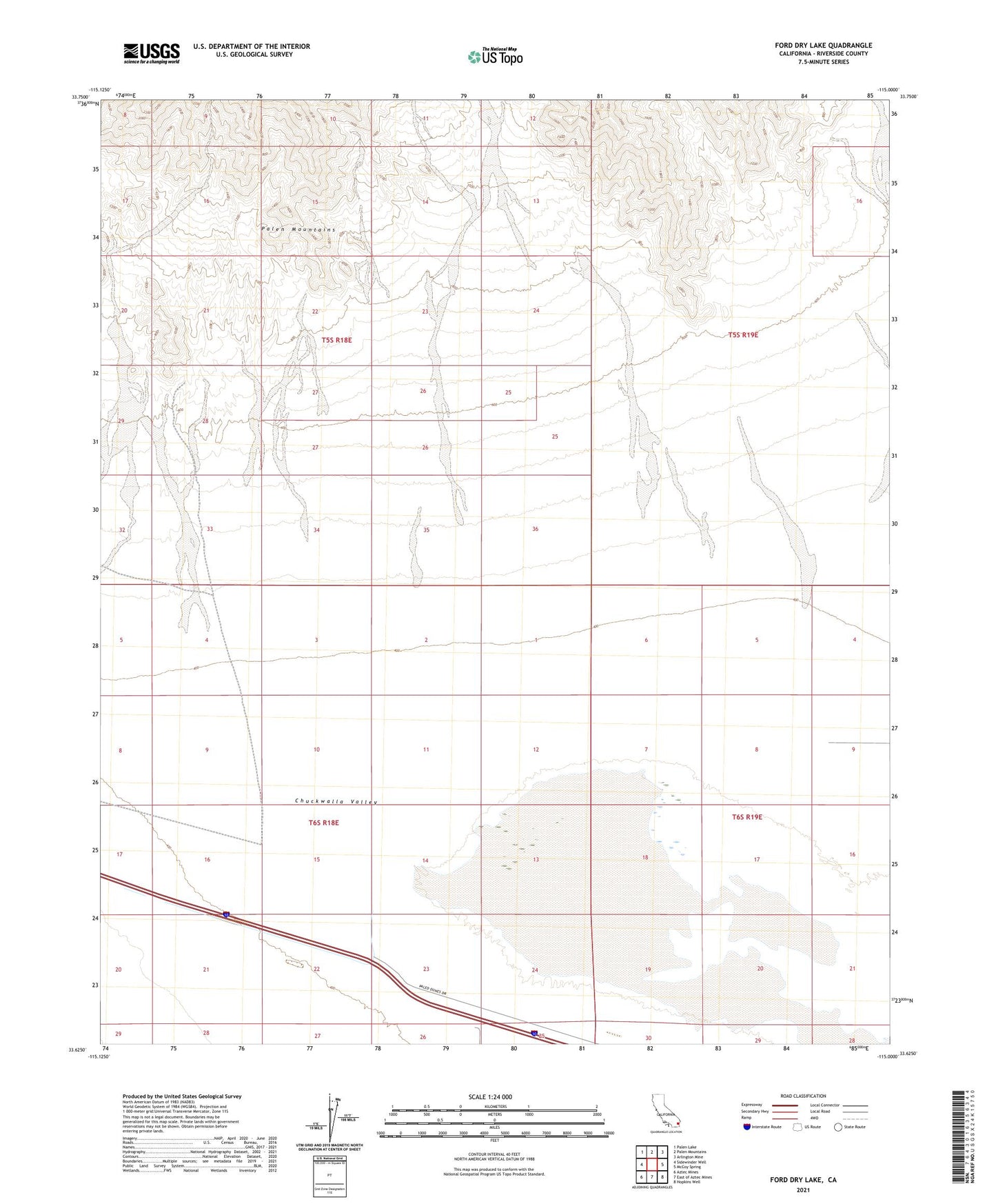Ford Dry Lake California US Topo Map Image
