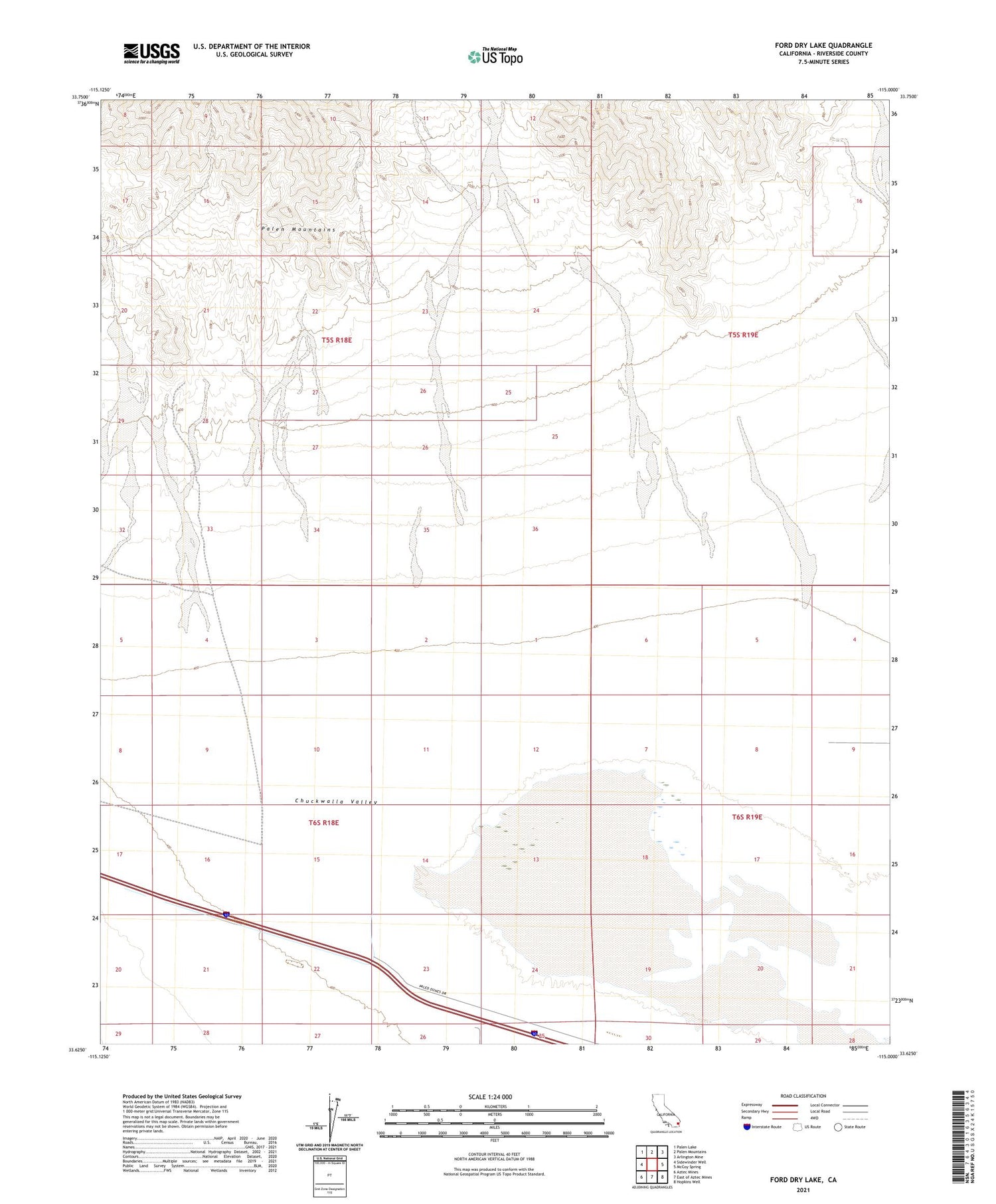 Ford Dry Lake California US Topo Map Image