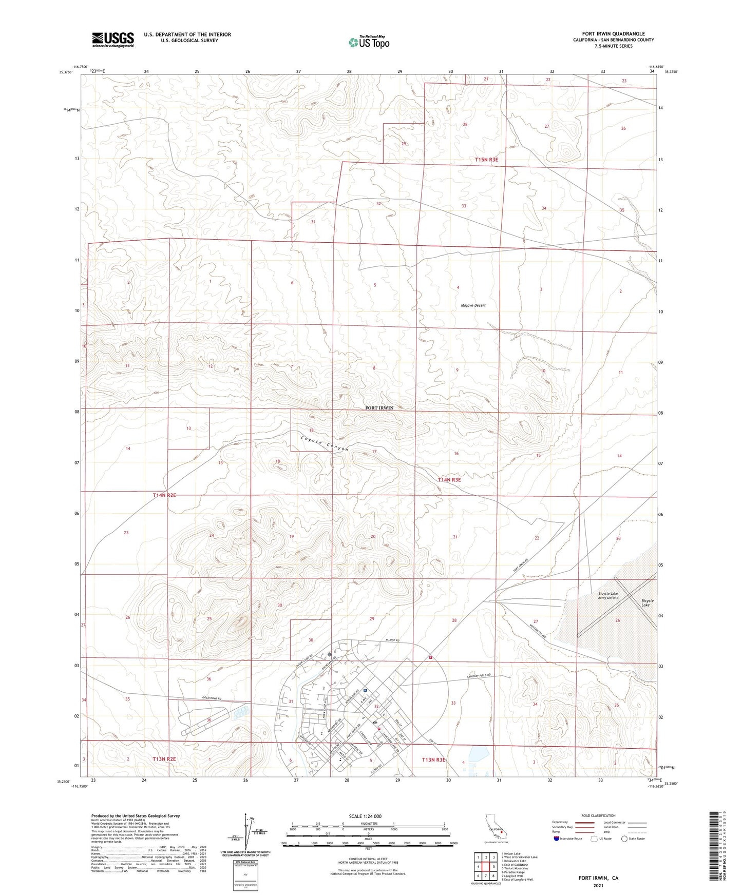 Fort Irwin California US Topo Map Image