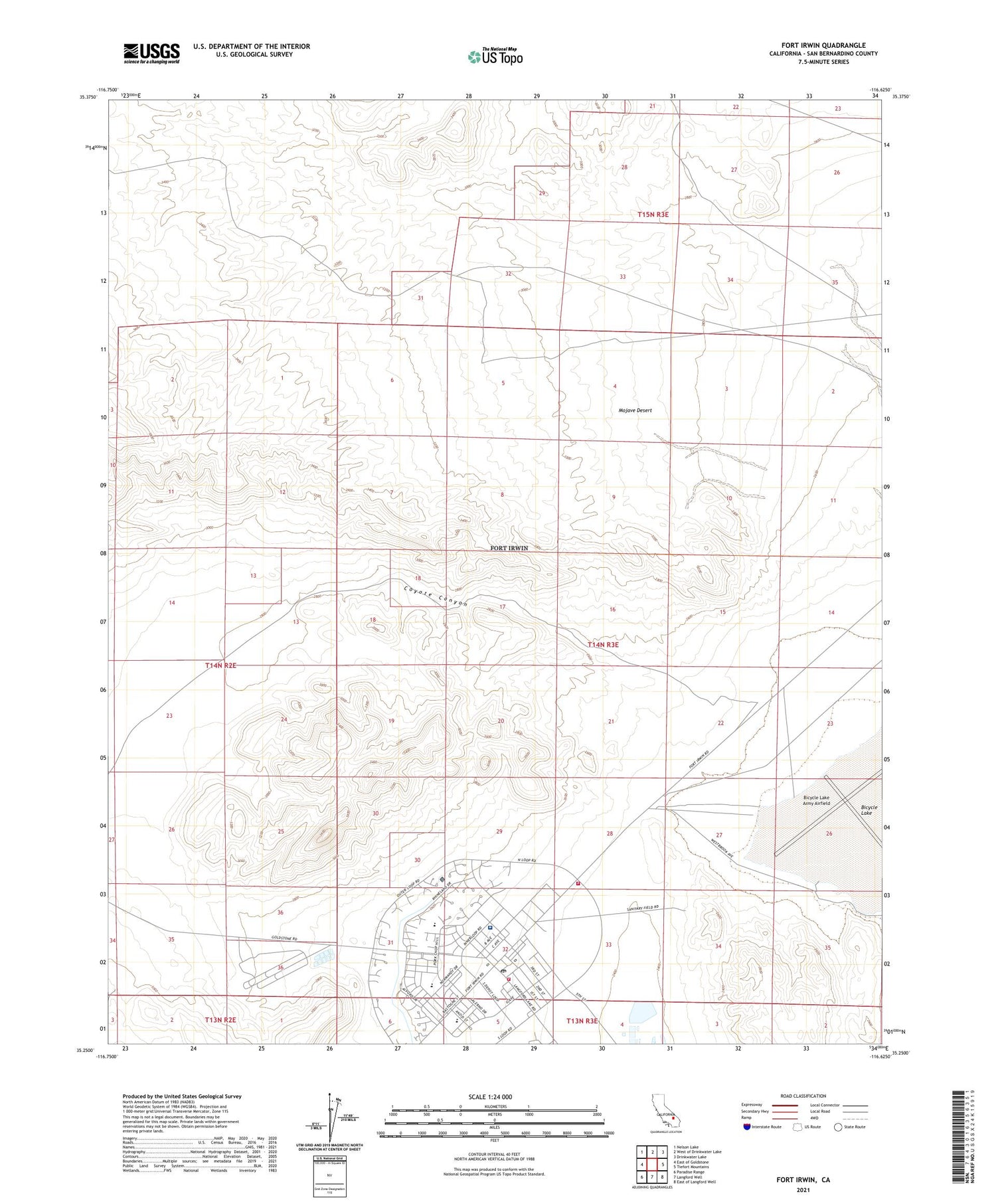 Fort Irwin California US Topo Map Image