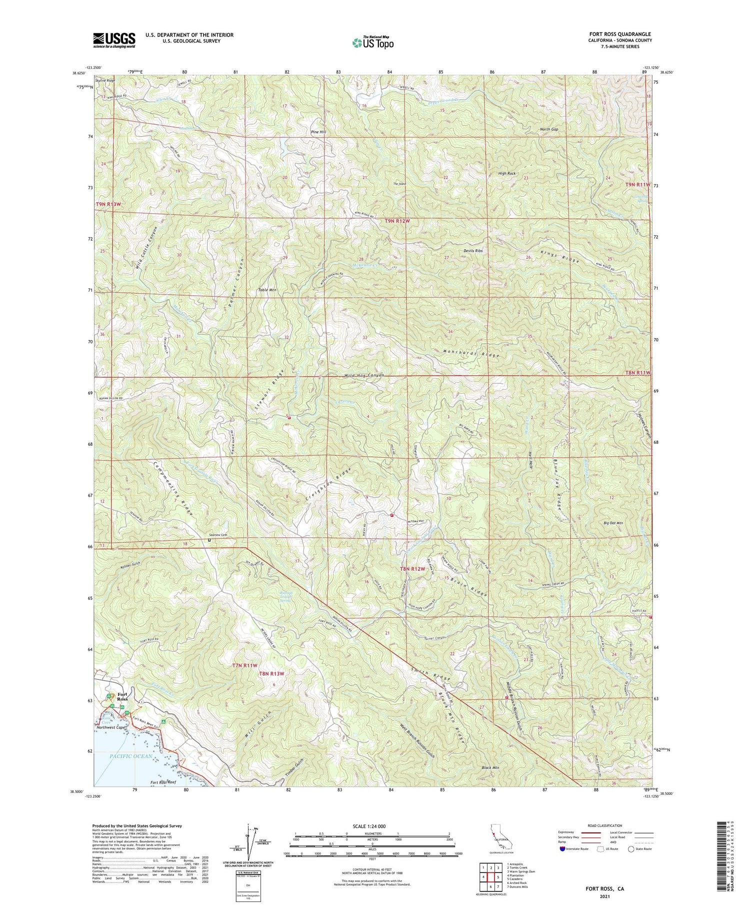 Fort Ross California US Topo Map Image