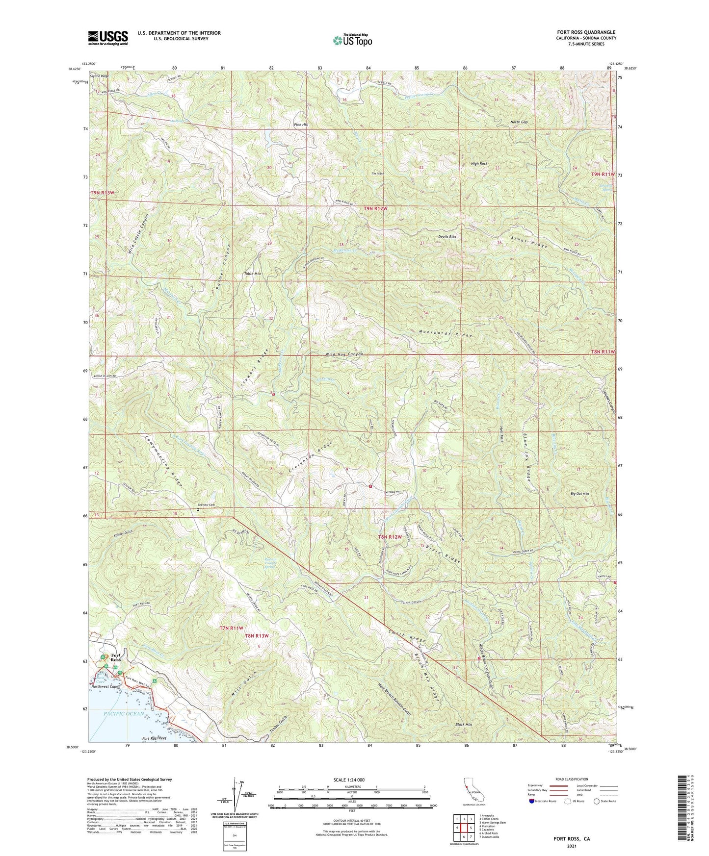 Fort Ross California US Topo Map Image