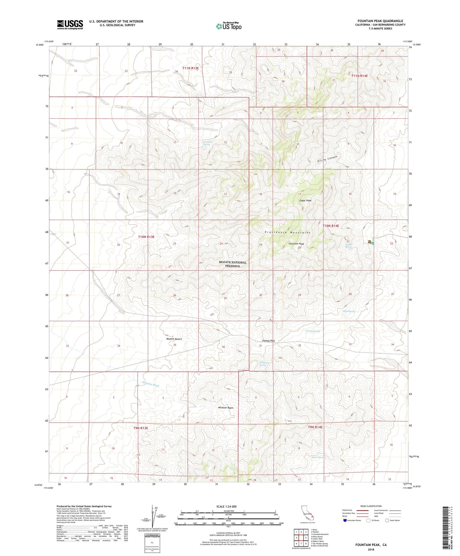 Fountain Peak California US Topo Map Image