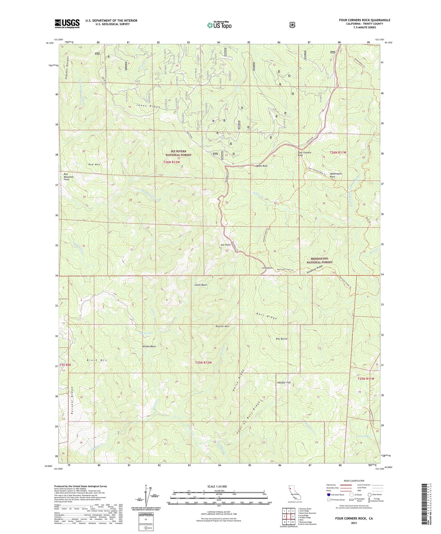 Four Corners Rock California US Topo Map Image
