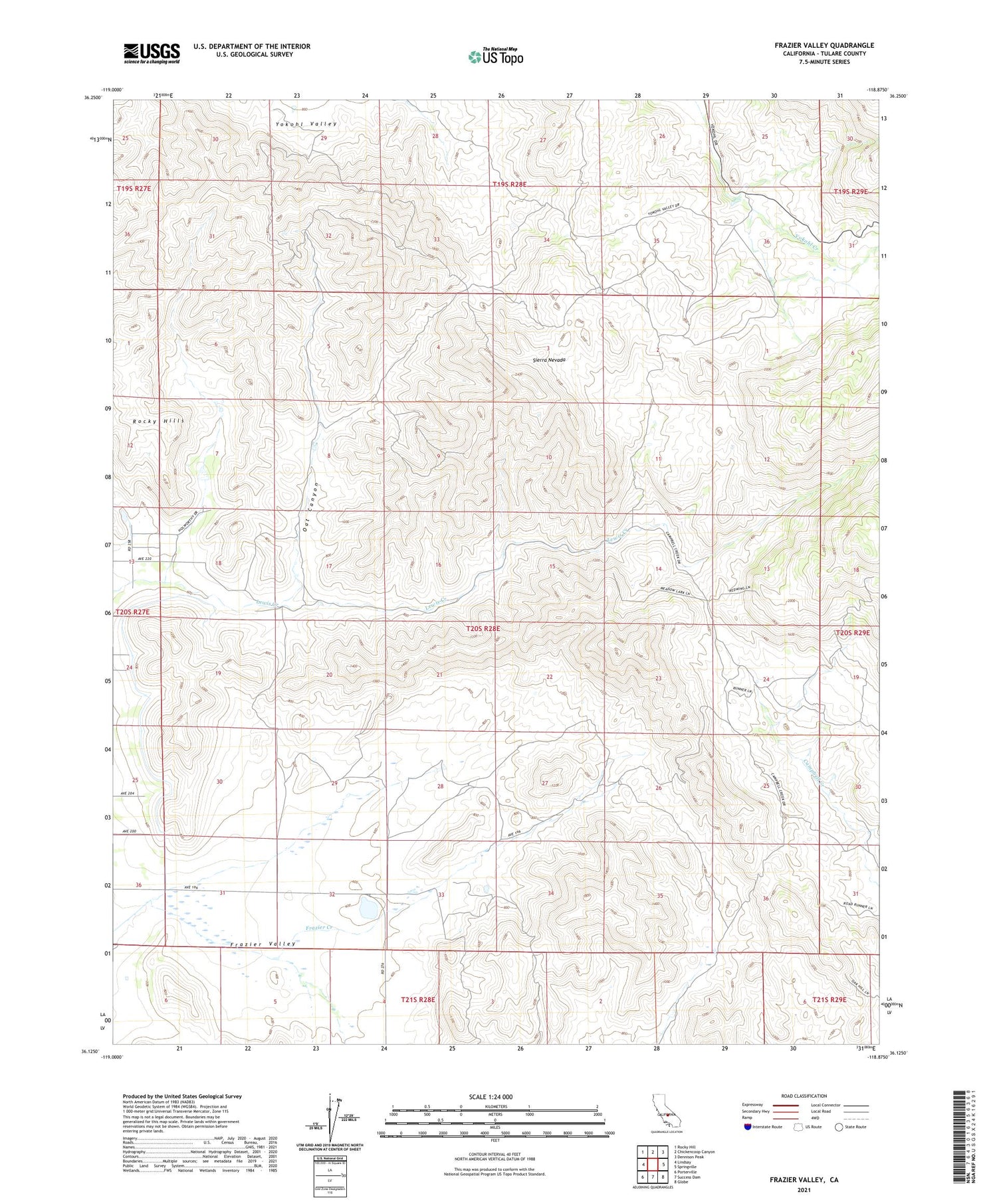 Frazier Valley California US Topo Map Image