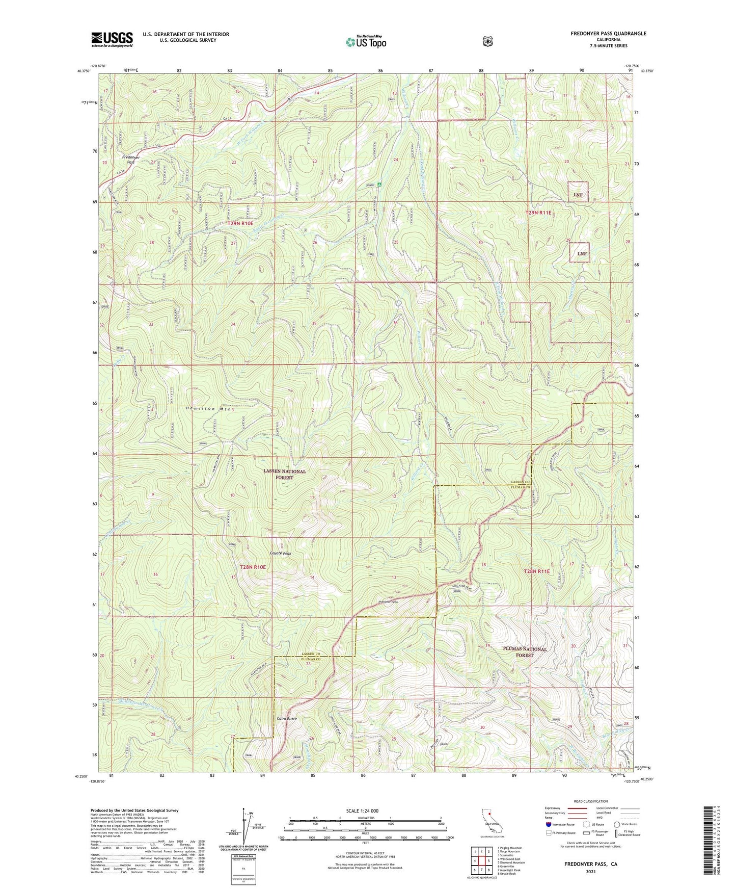Fredonyer Pass California US Topo Map Image