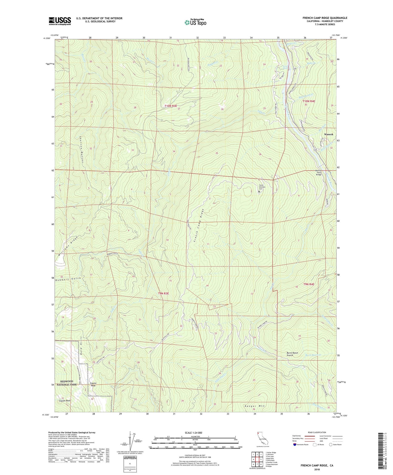 French Camp Ridge California US Topo Map Image