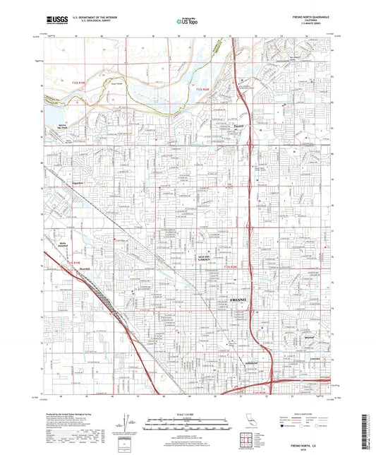 Fresno North California US Topo Map Image