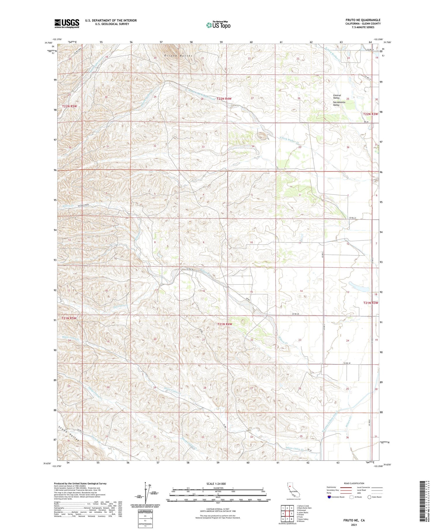 Fruto NE California US Topo Map Image