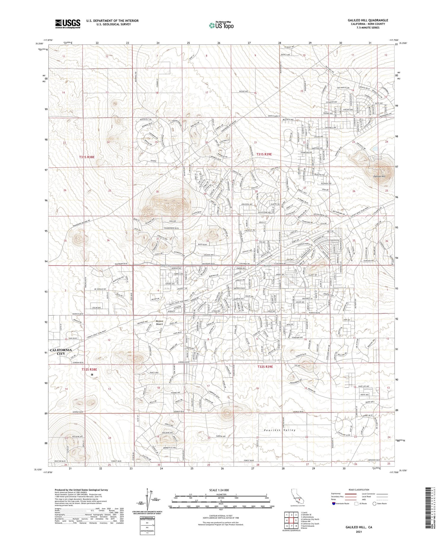 Galileo Hill California US Topo Map Image