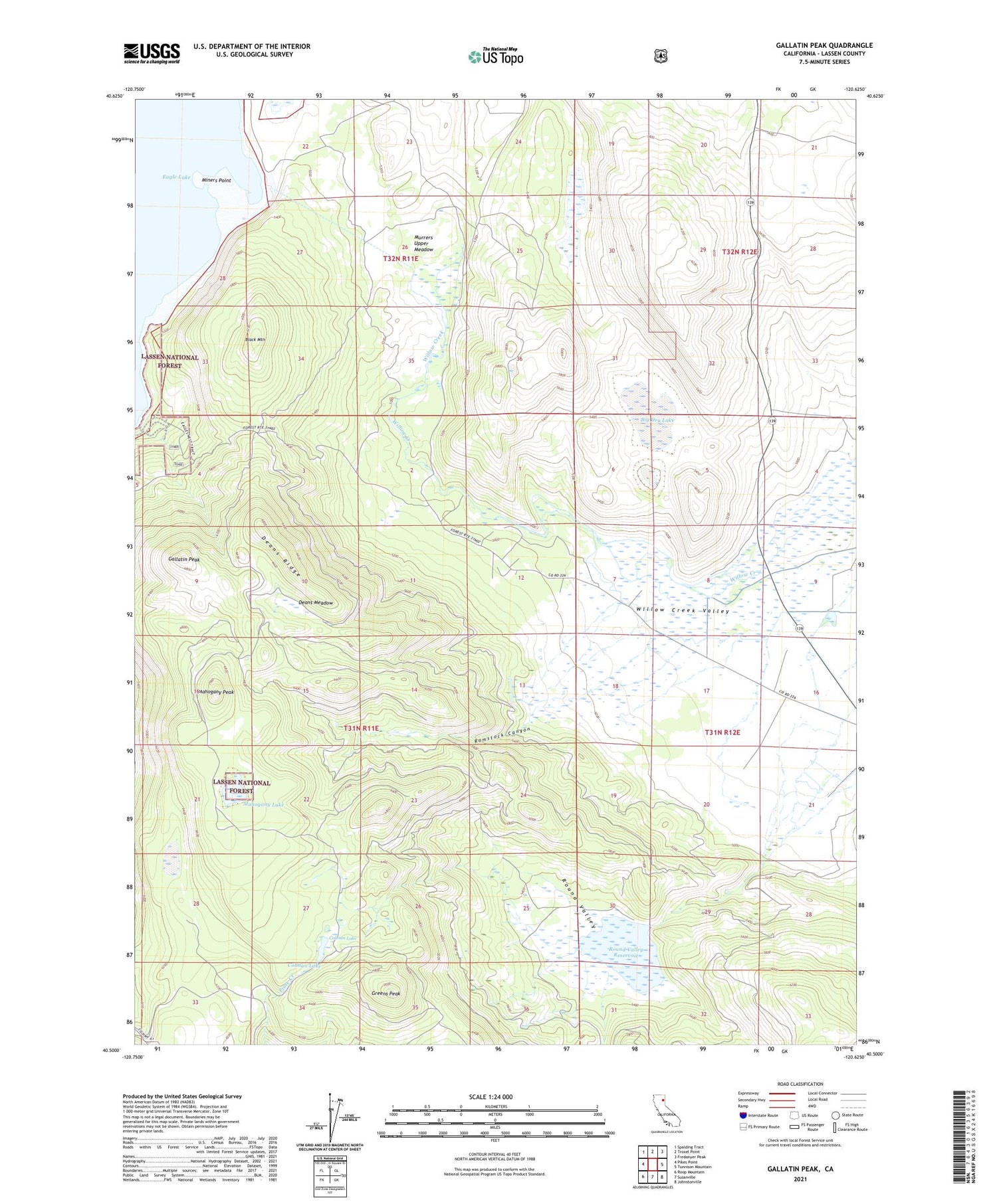 Gallatin Peak California US Topo Map Image
