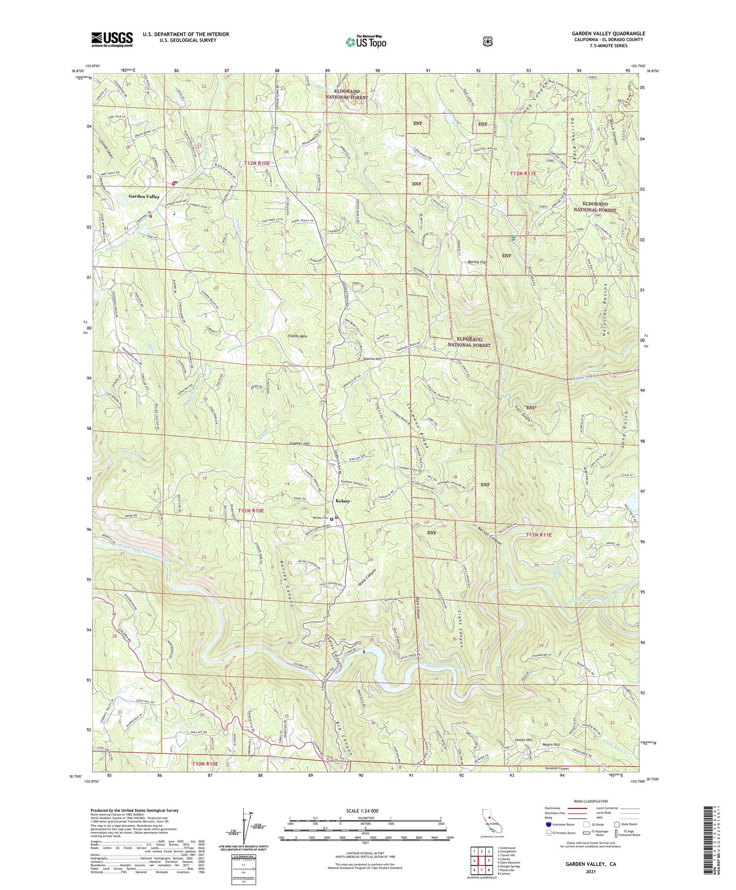 Garden Valley California US Topo Map Image