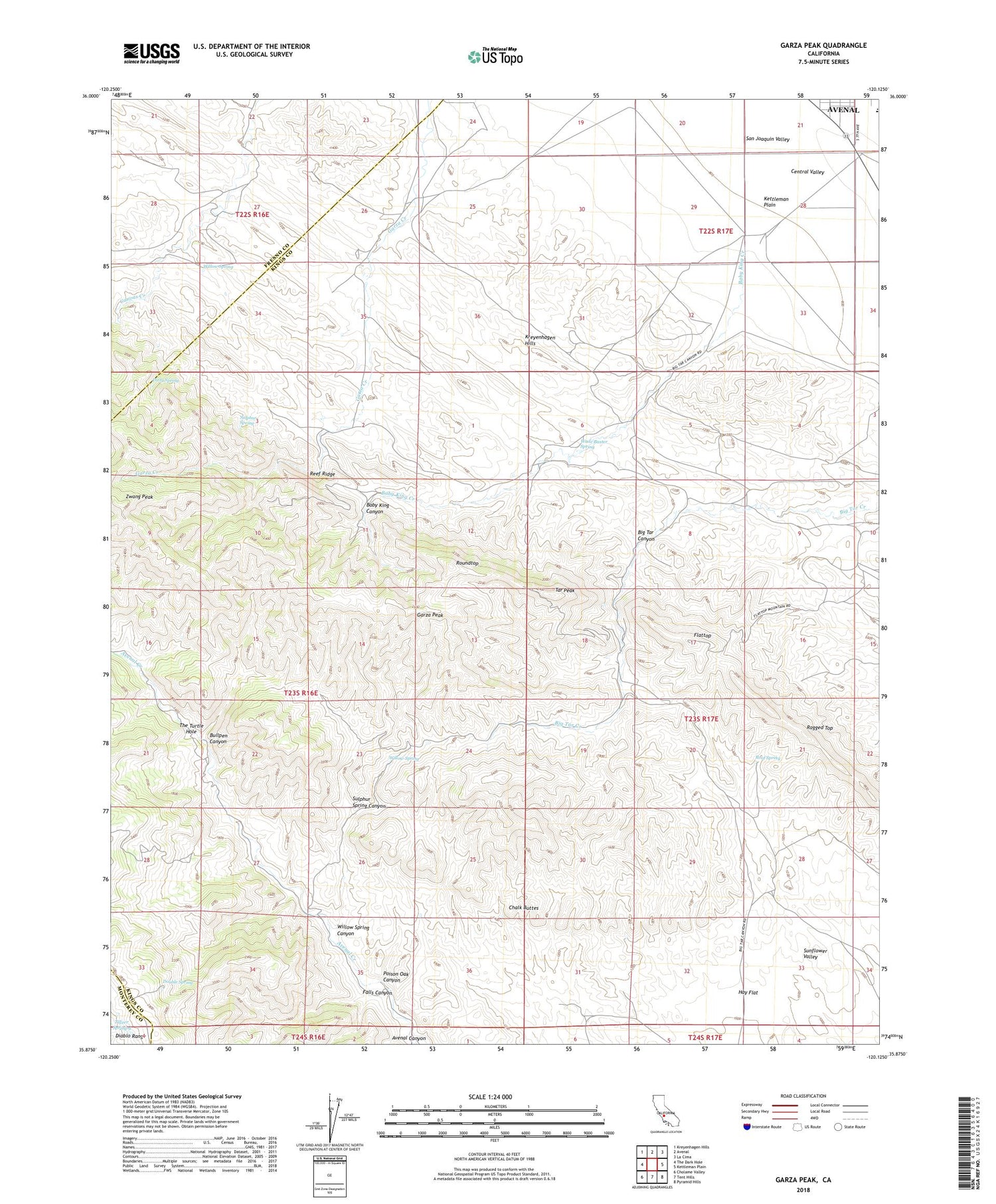 Garza Peak California US Topo Map Image
