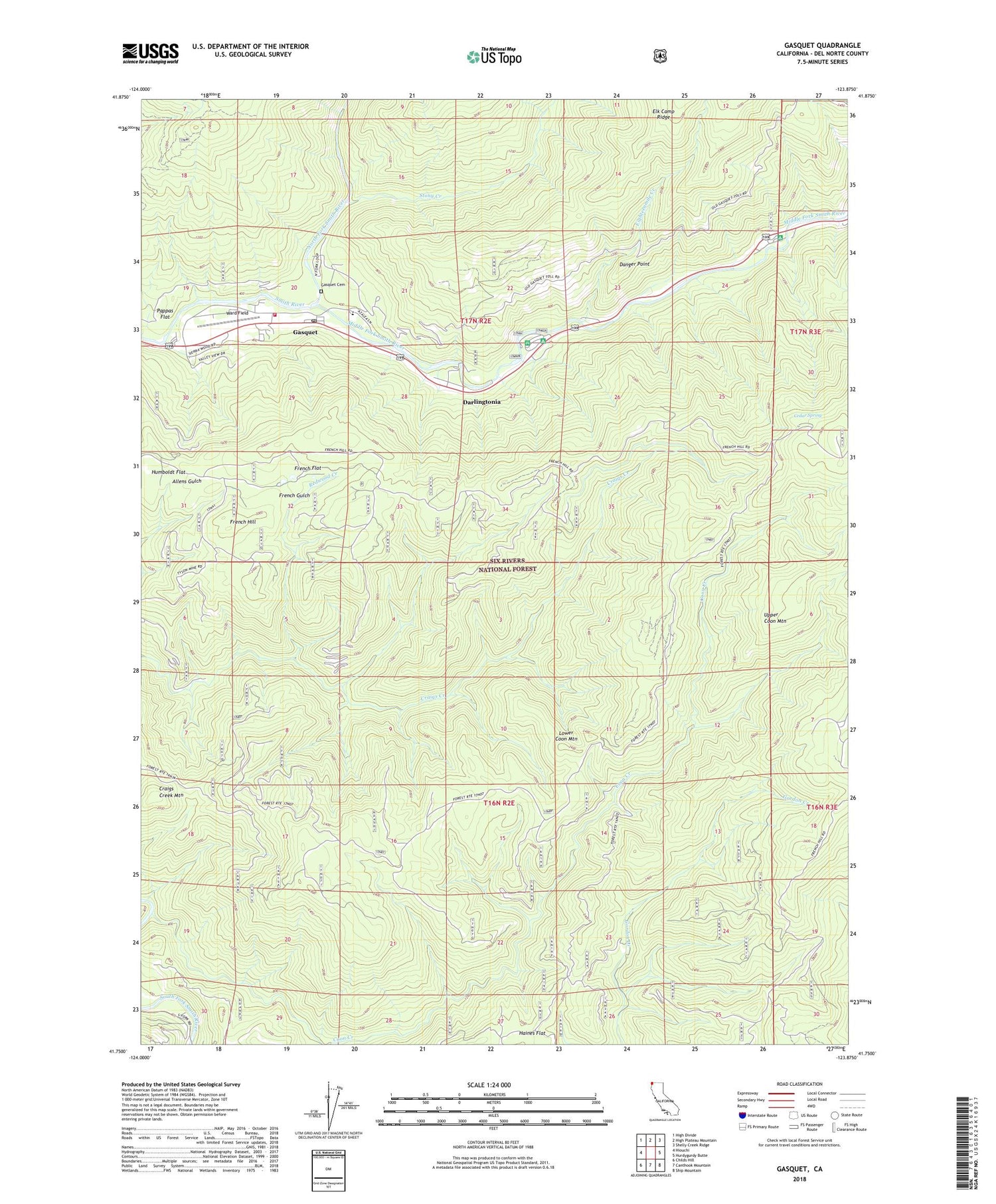 Gasquet California US Topo Map Image