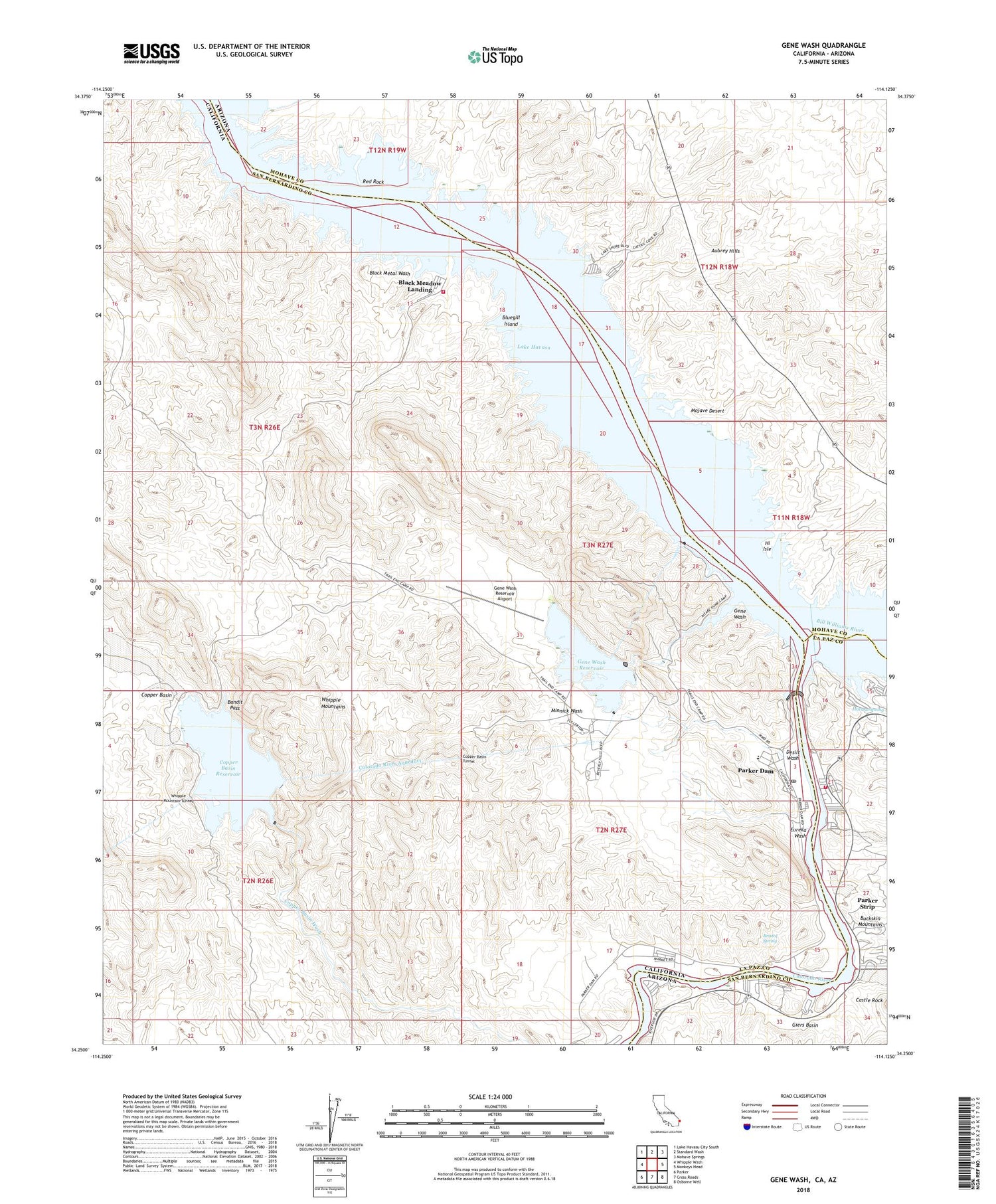 Gene Wash California US Topo Map Image