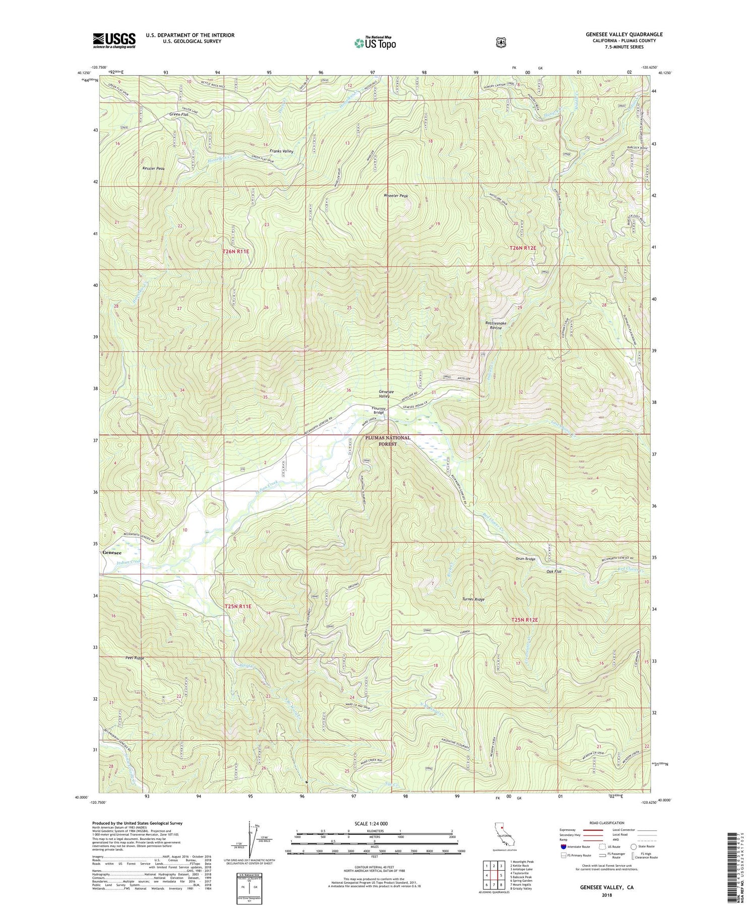 Genesee Valley California US Topo Map Image