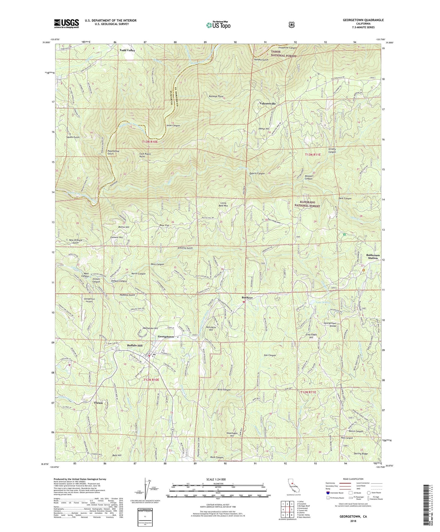 Georgetown California US Topo Map Image