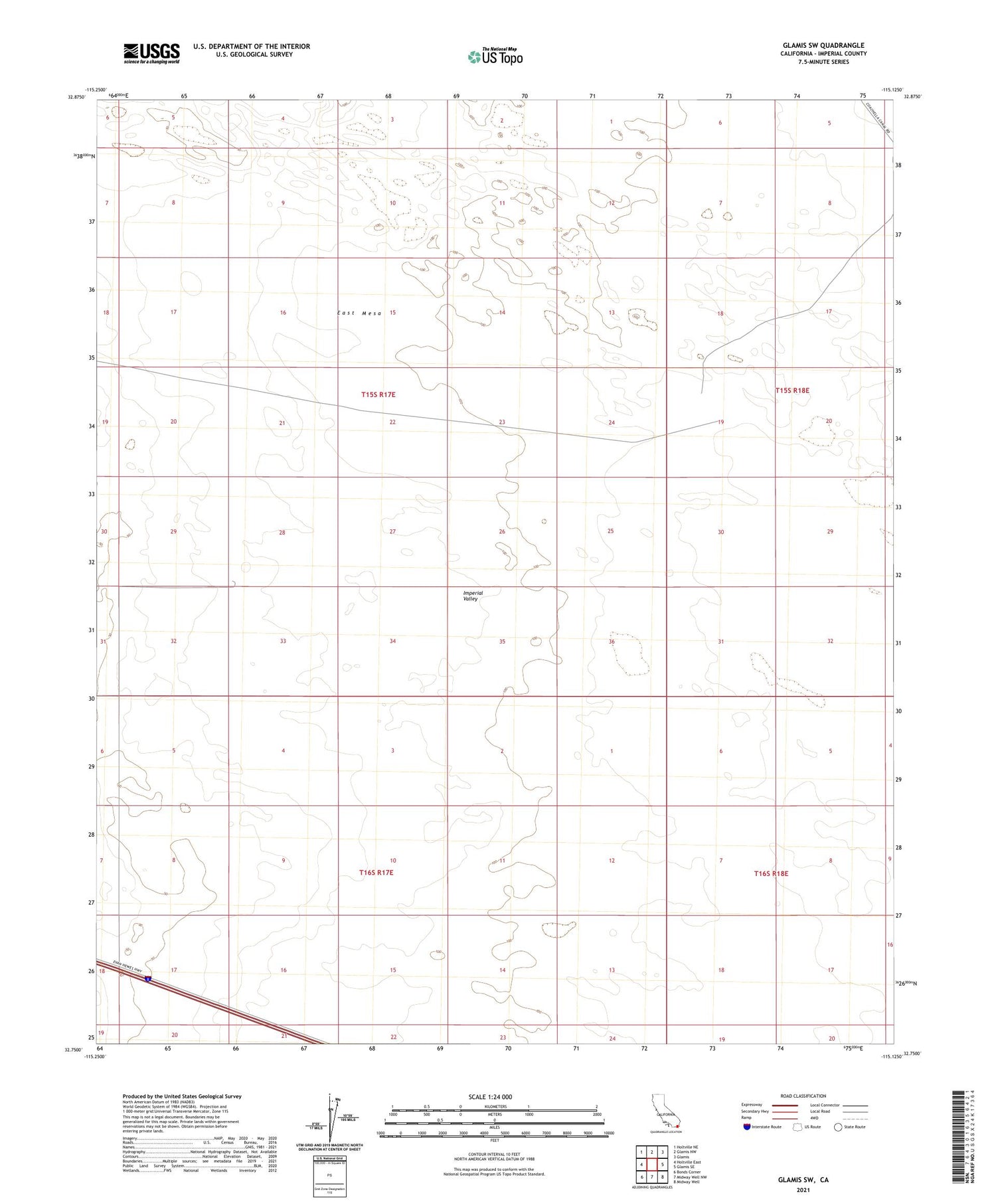 Glamis SW California US Topo Map Image