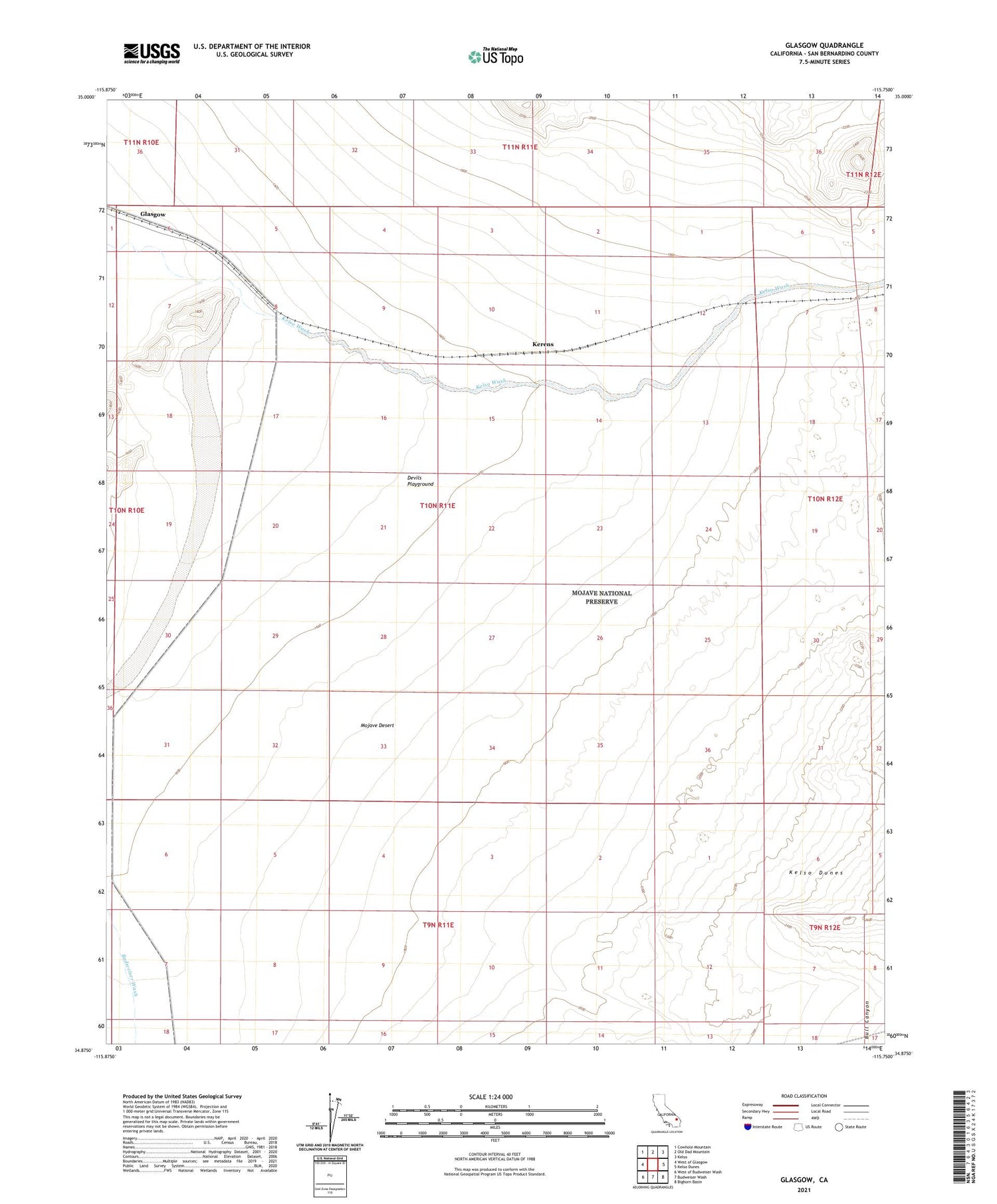 Glasgow California US Topo Map Image