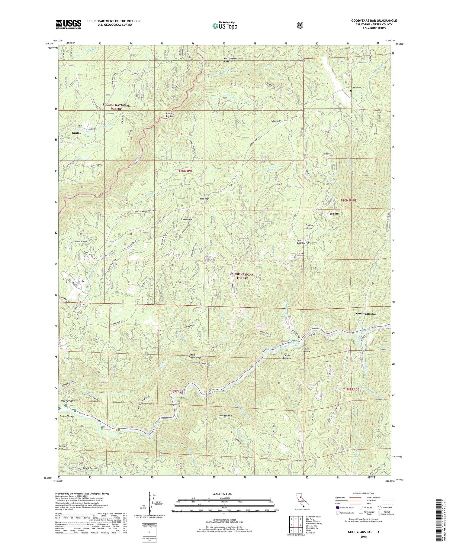 Goodyears Bar California US Topo Map Image
