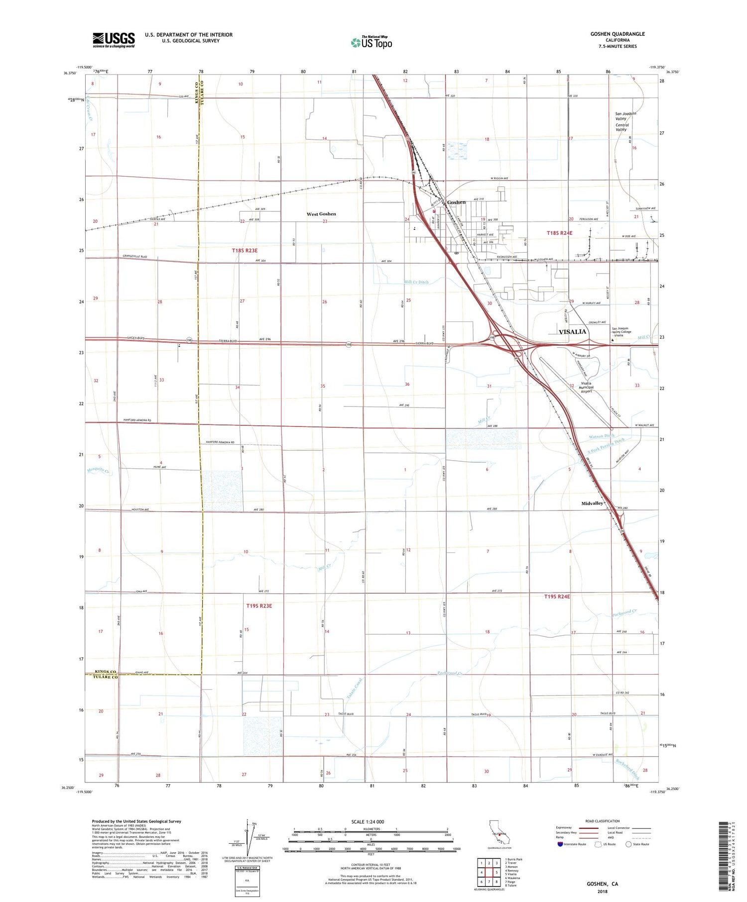 Goshen California US Topo Map Image
