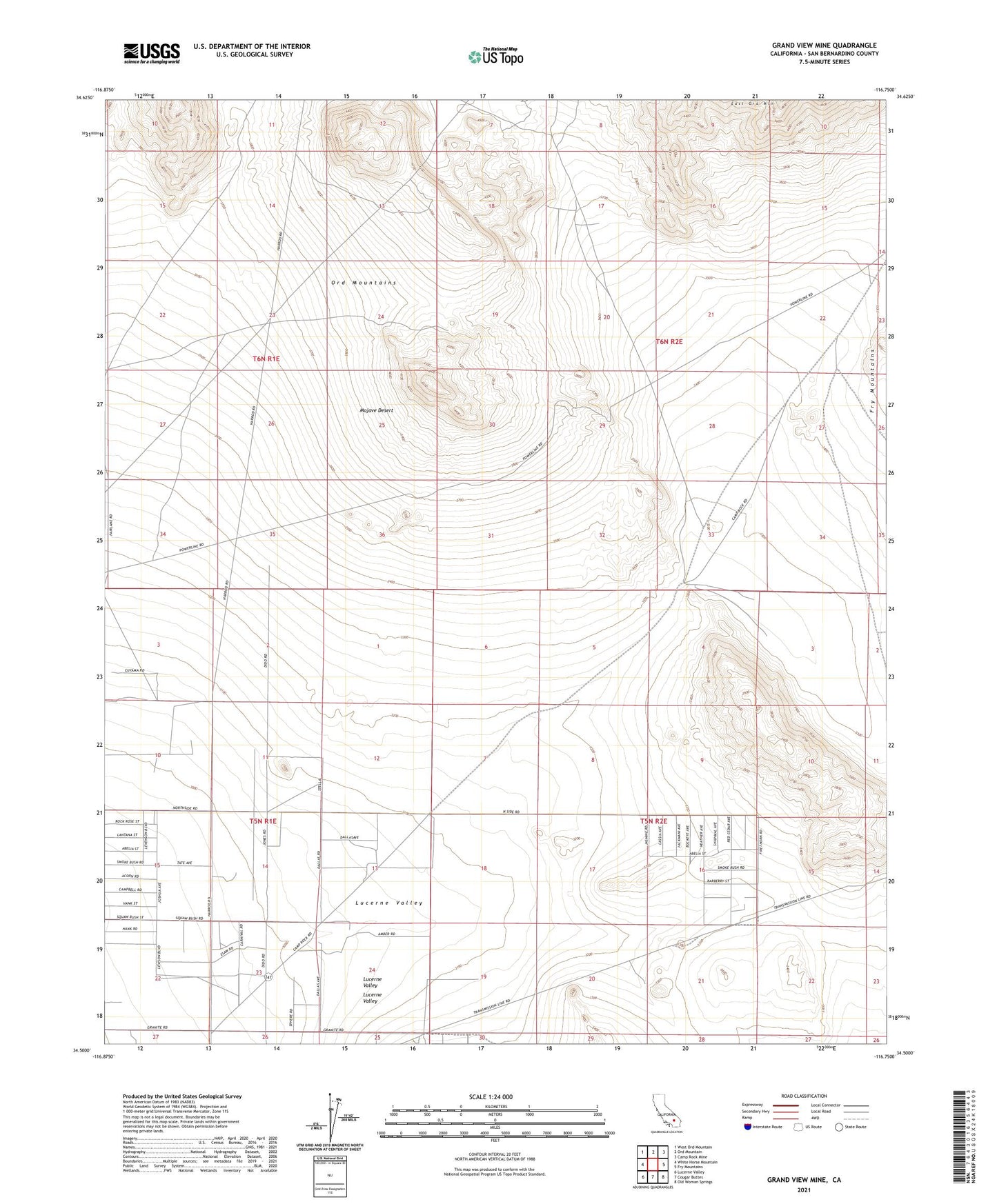 Grand View Mine California US Topo Map Image