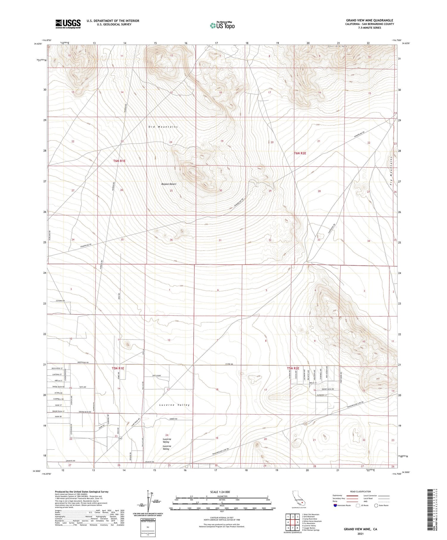 Grand View Mine California US Topo Map Image