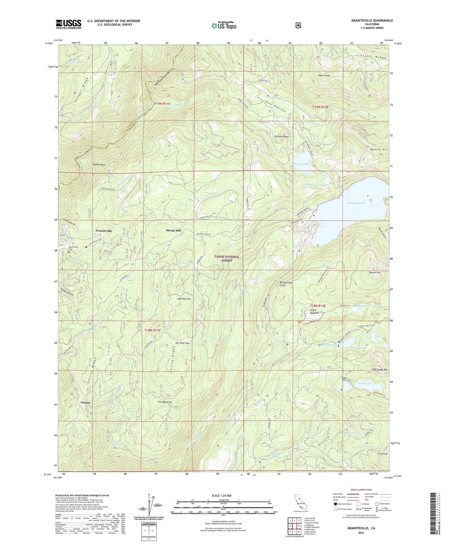 Graniteville California US Topo Map Image