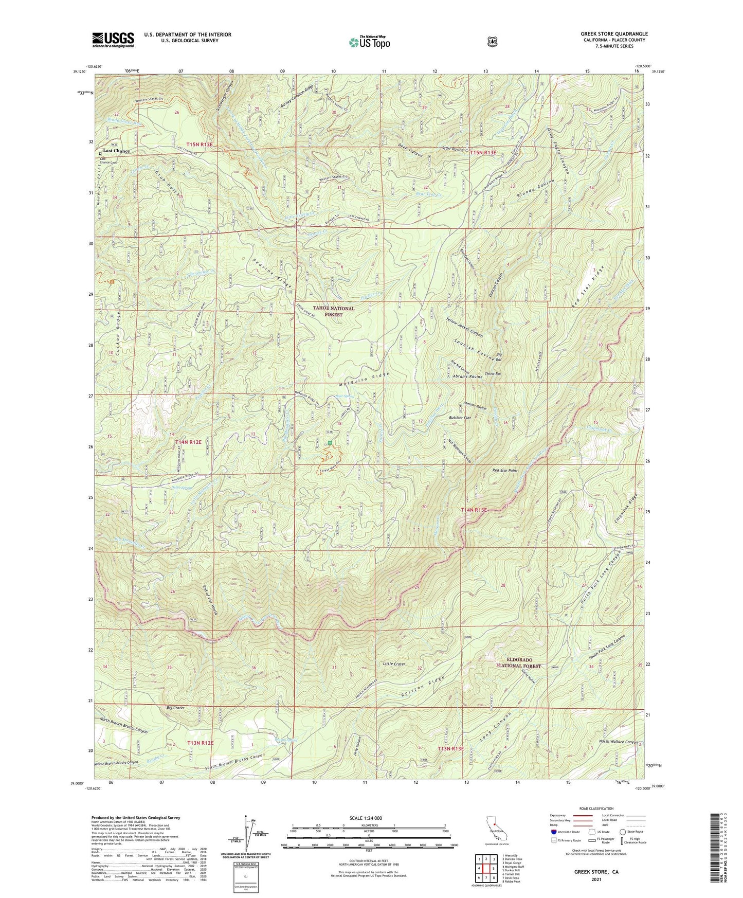 Greek Store California US Topo Map Image