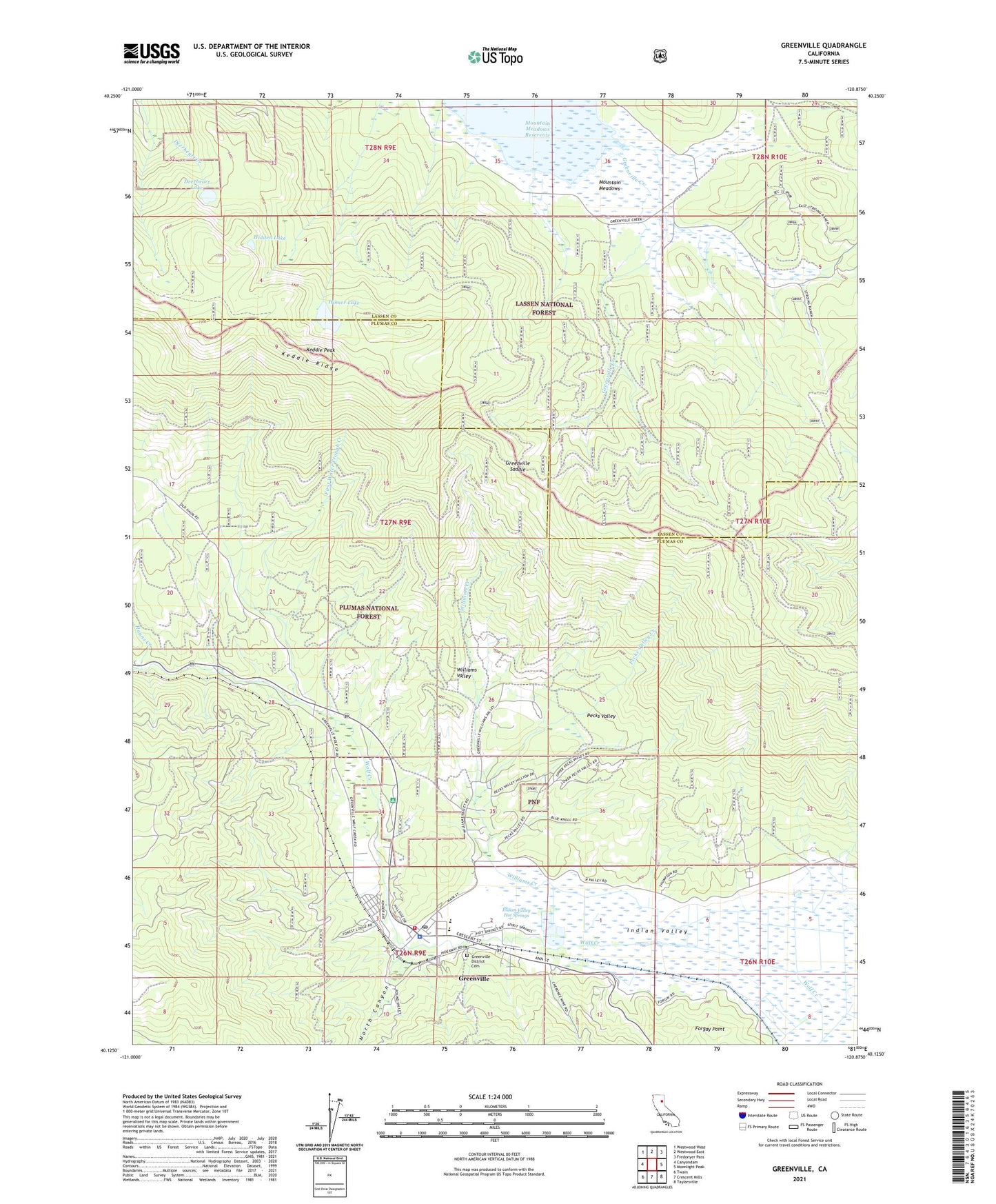 Greenville California US Topo Map Image