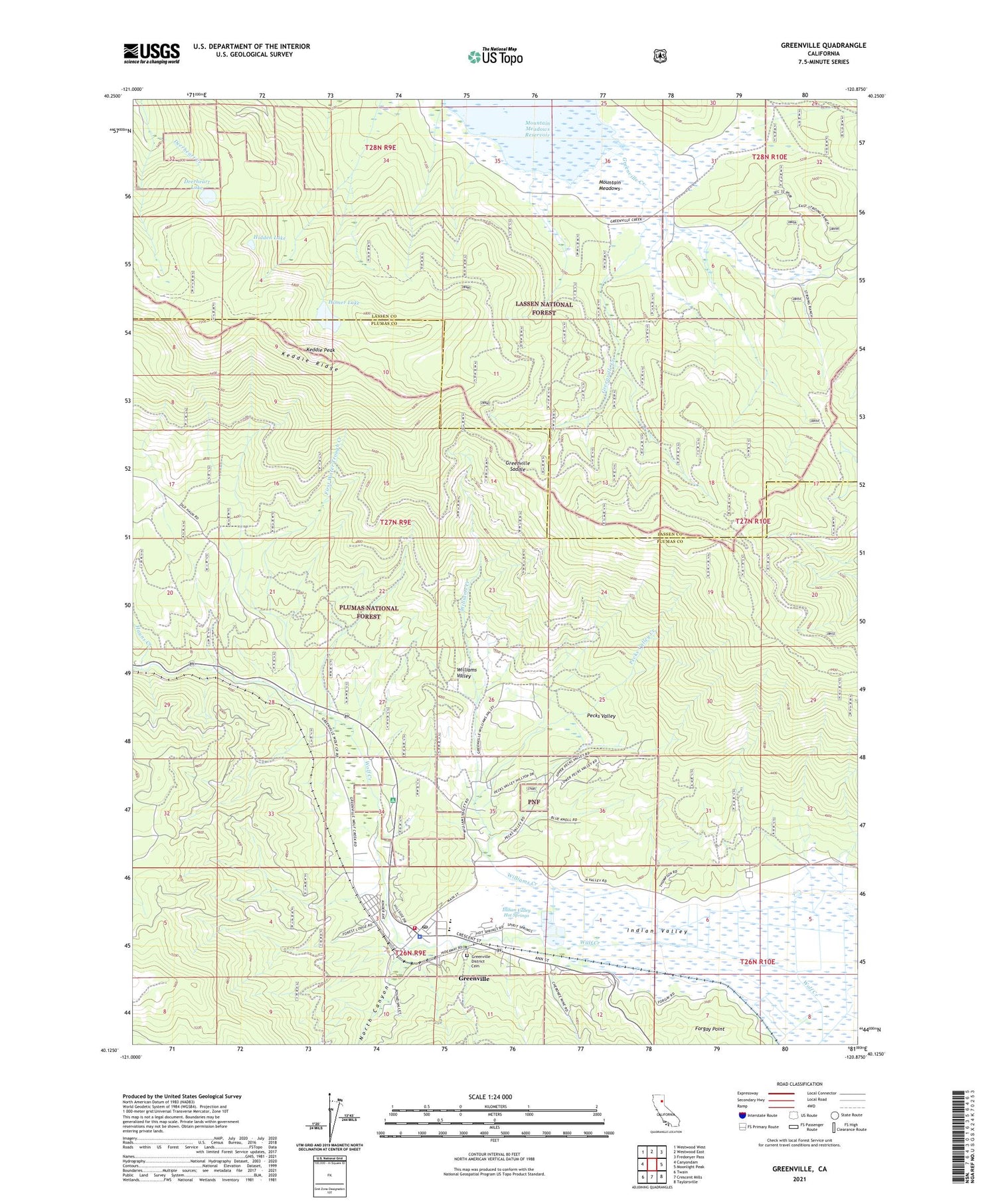 Greenville California US Topo Map Image
