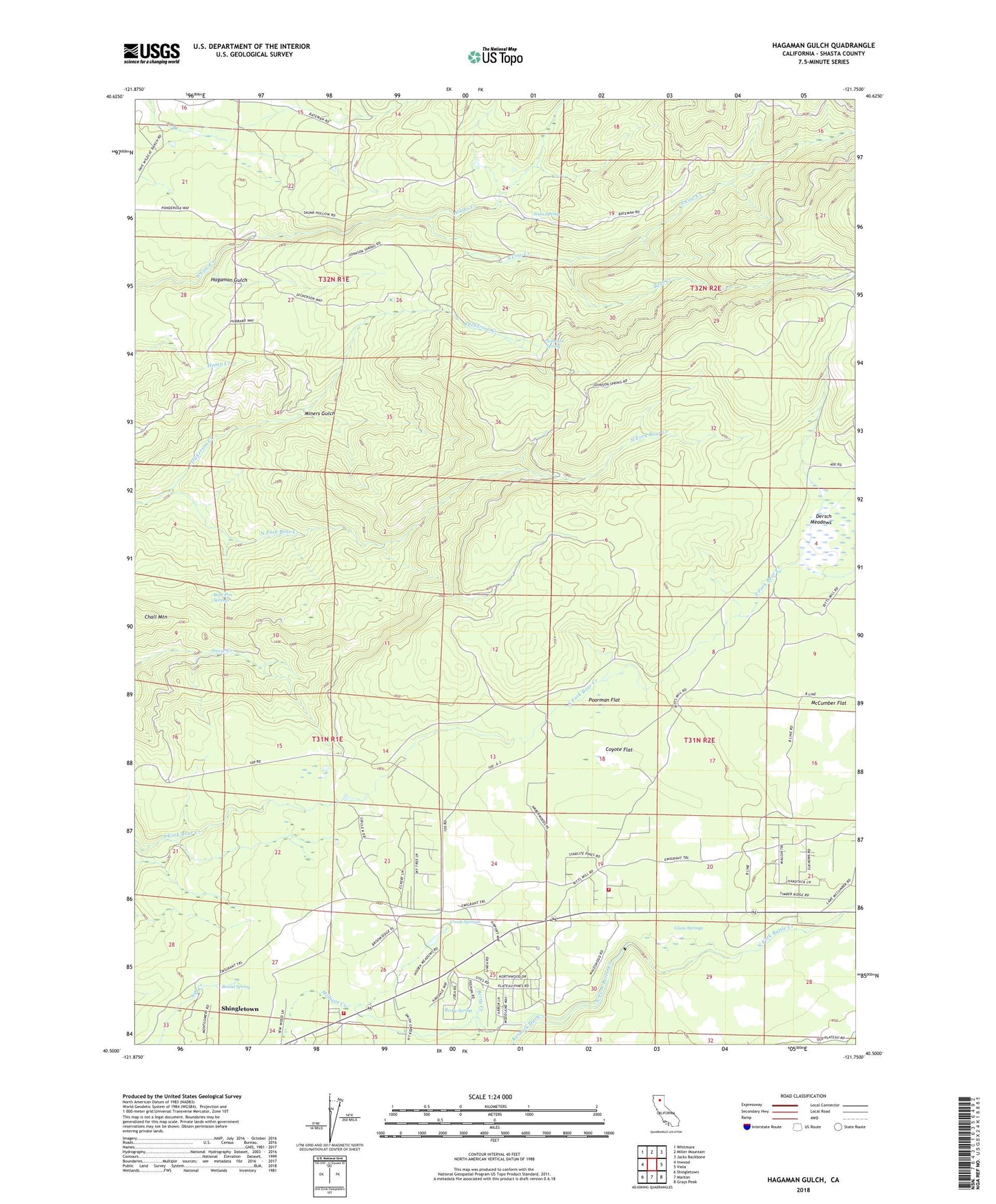 Hagaman Gulch California US Topo Map Image