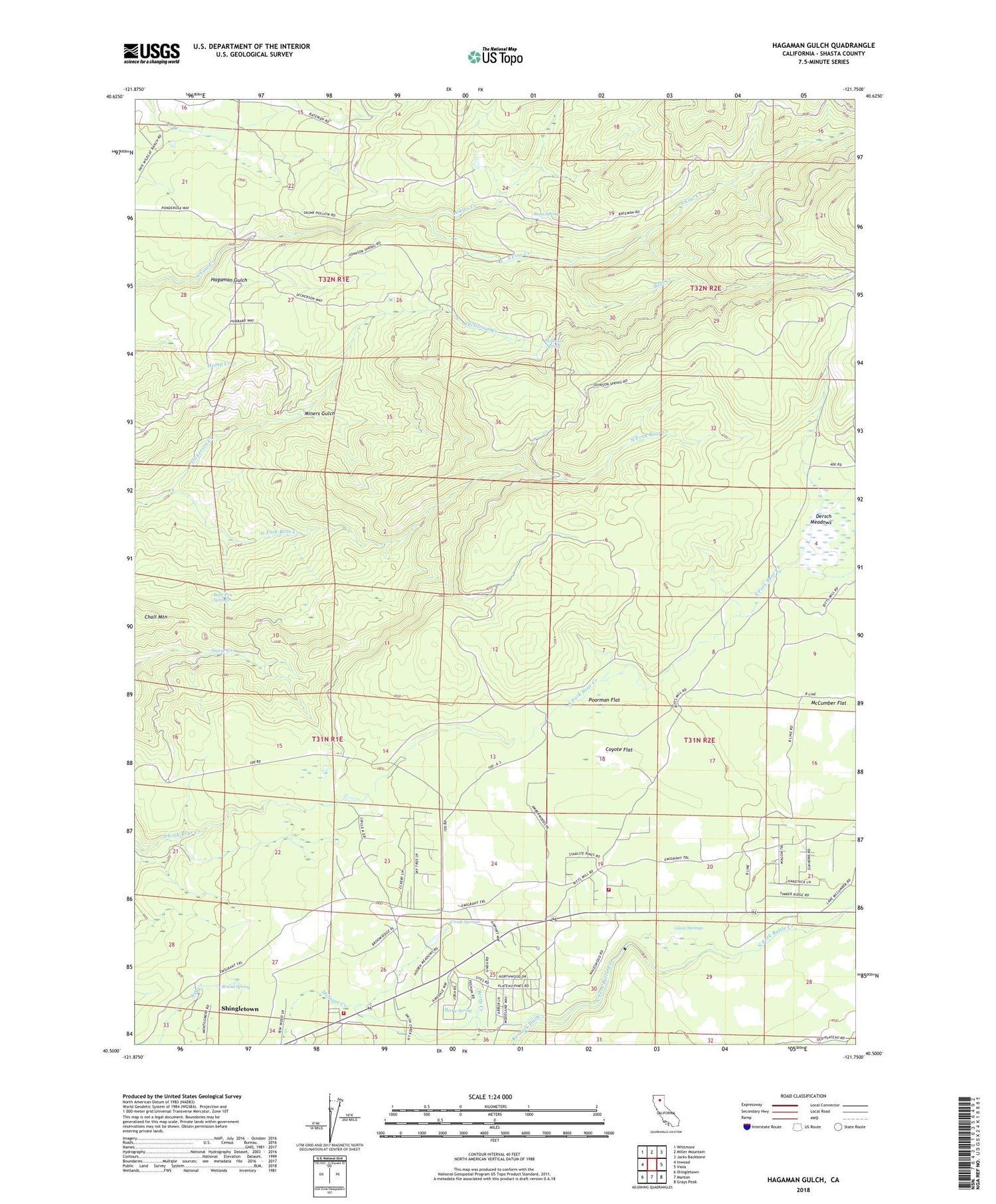 Hagaman Gulch California US Topo Map Image