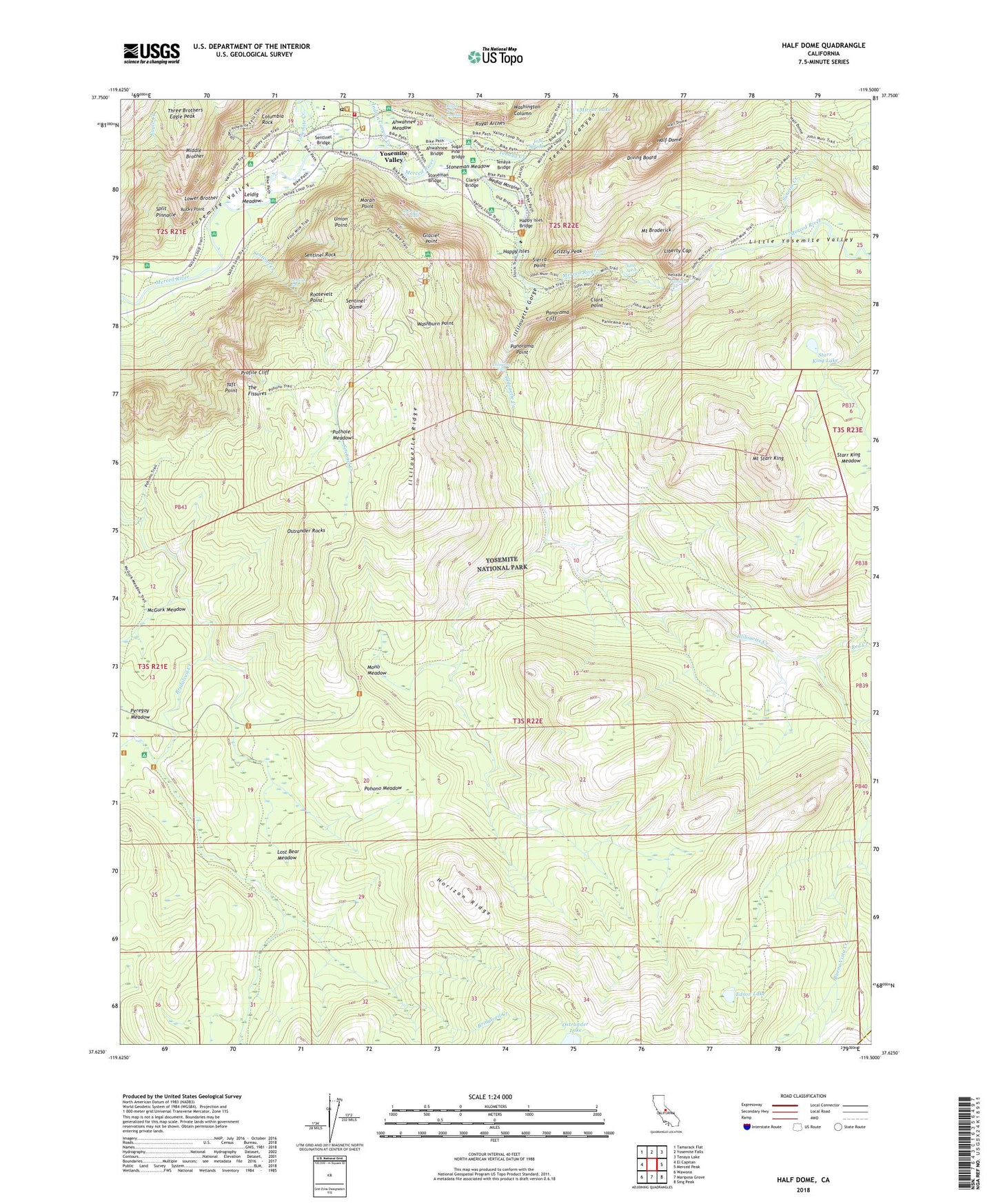 Half Dome California US Topo Map Image